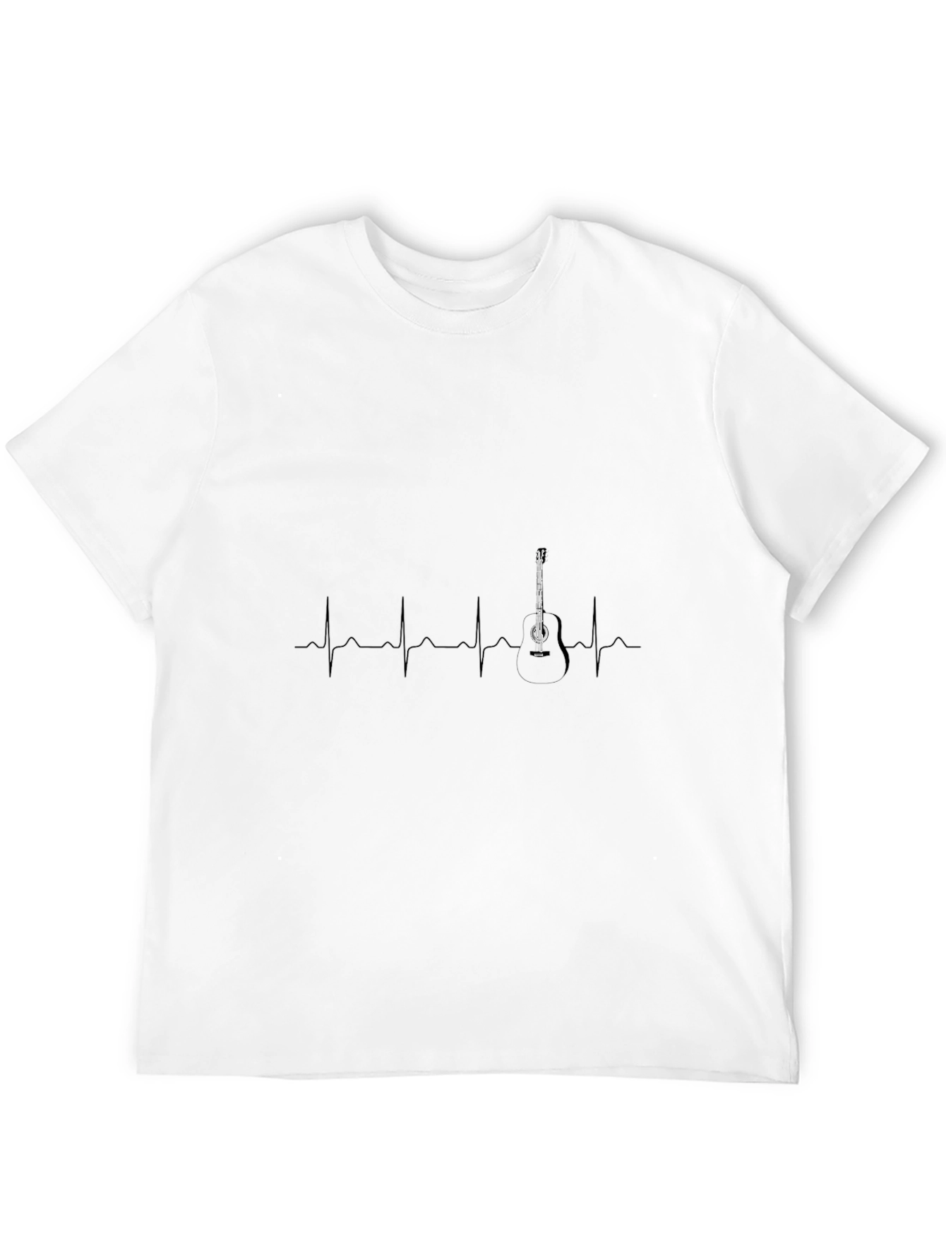 Guitar Heartbeat Graphic Black T-Shirt