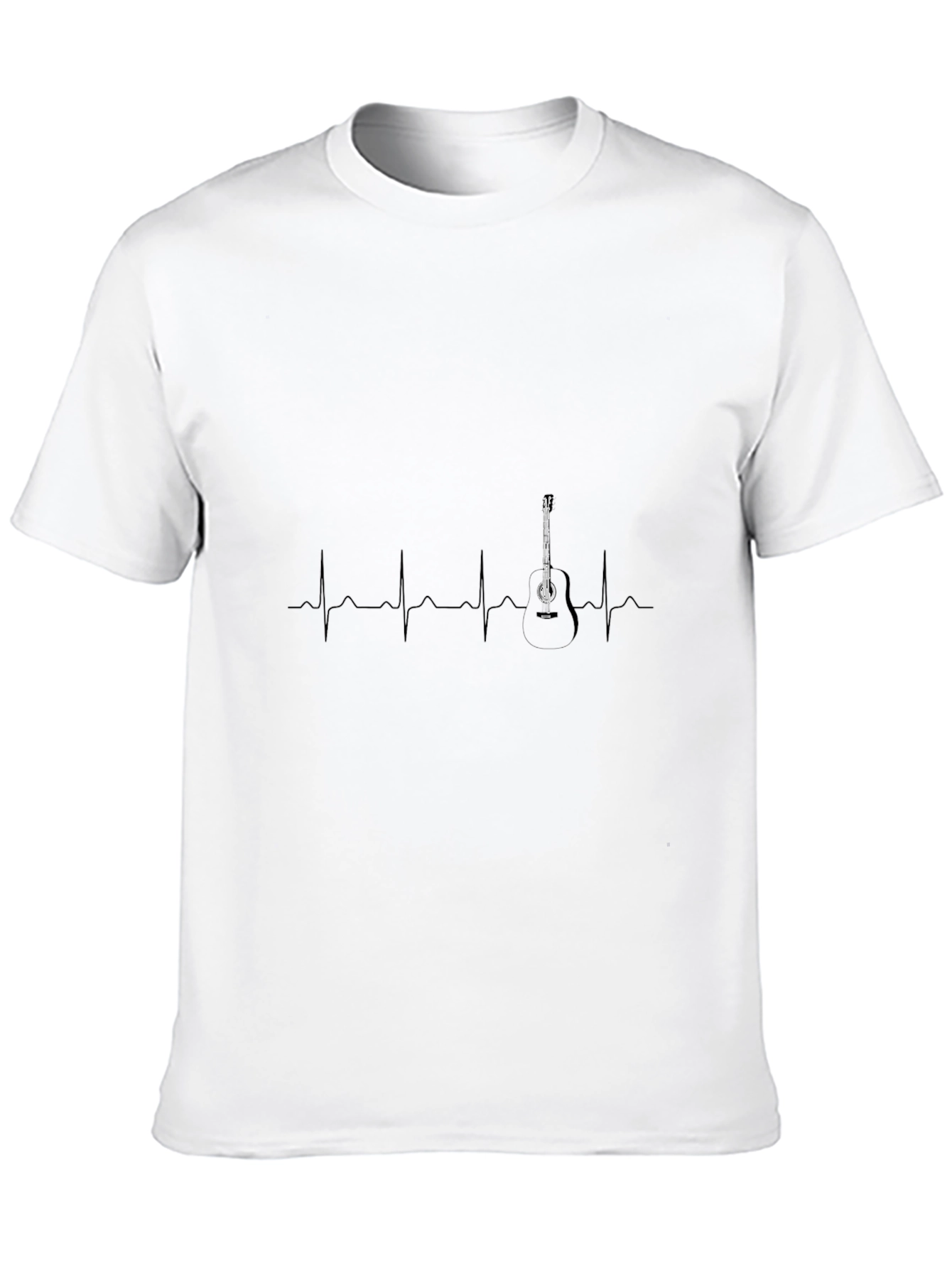 Guitar Heartbeat Graphic Black T-Shirt