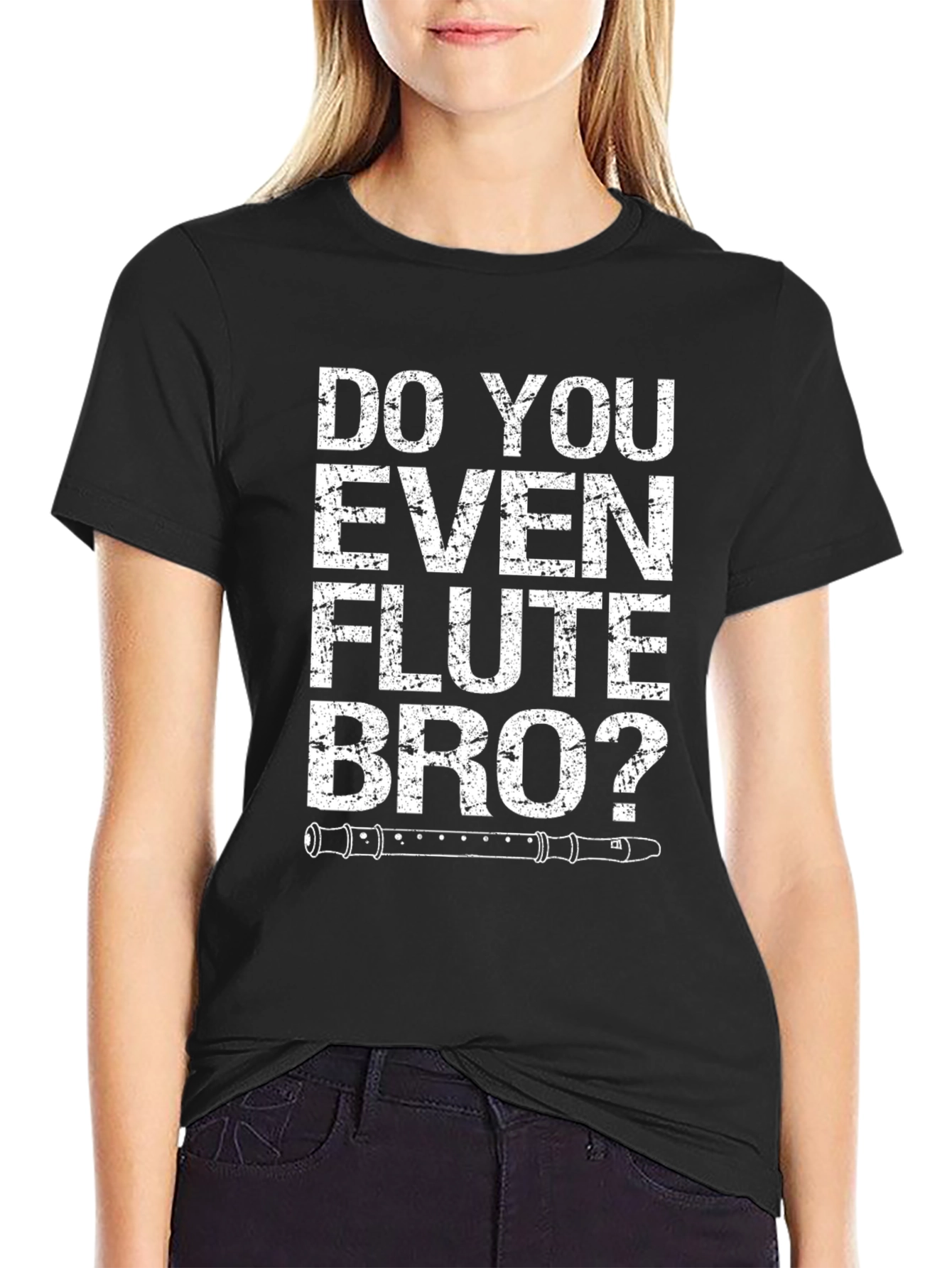 Do You Even Flute Bro? Black Graphic Tee