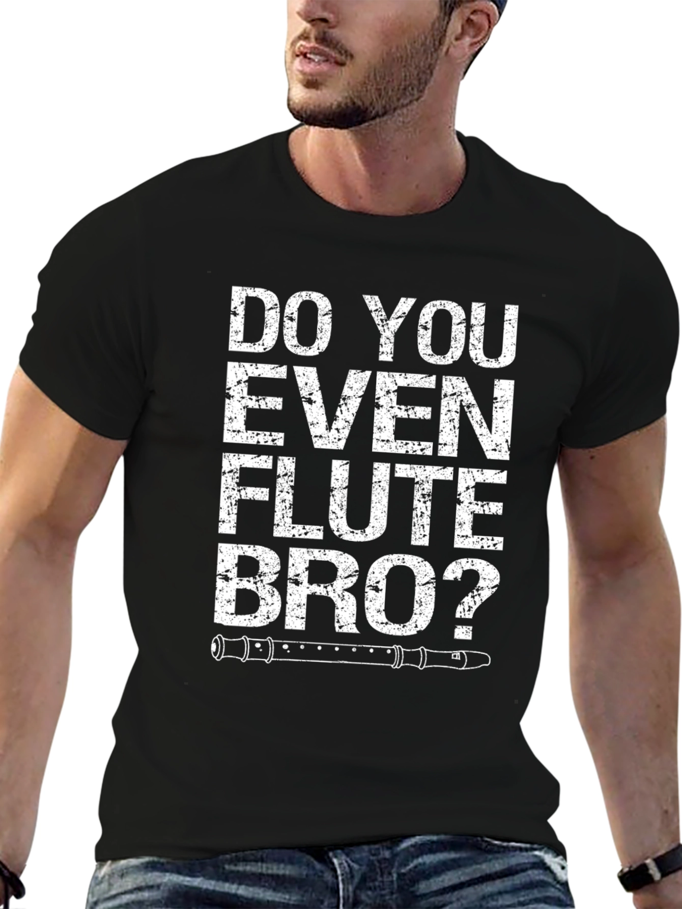 Do You Even Flute Bro? Black Graphic Tee