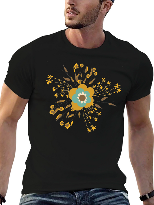Floral Graphic Print T-Shirt - Black