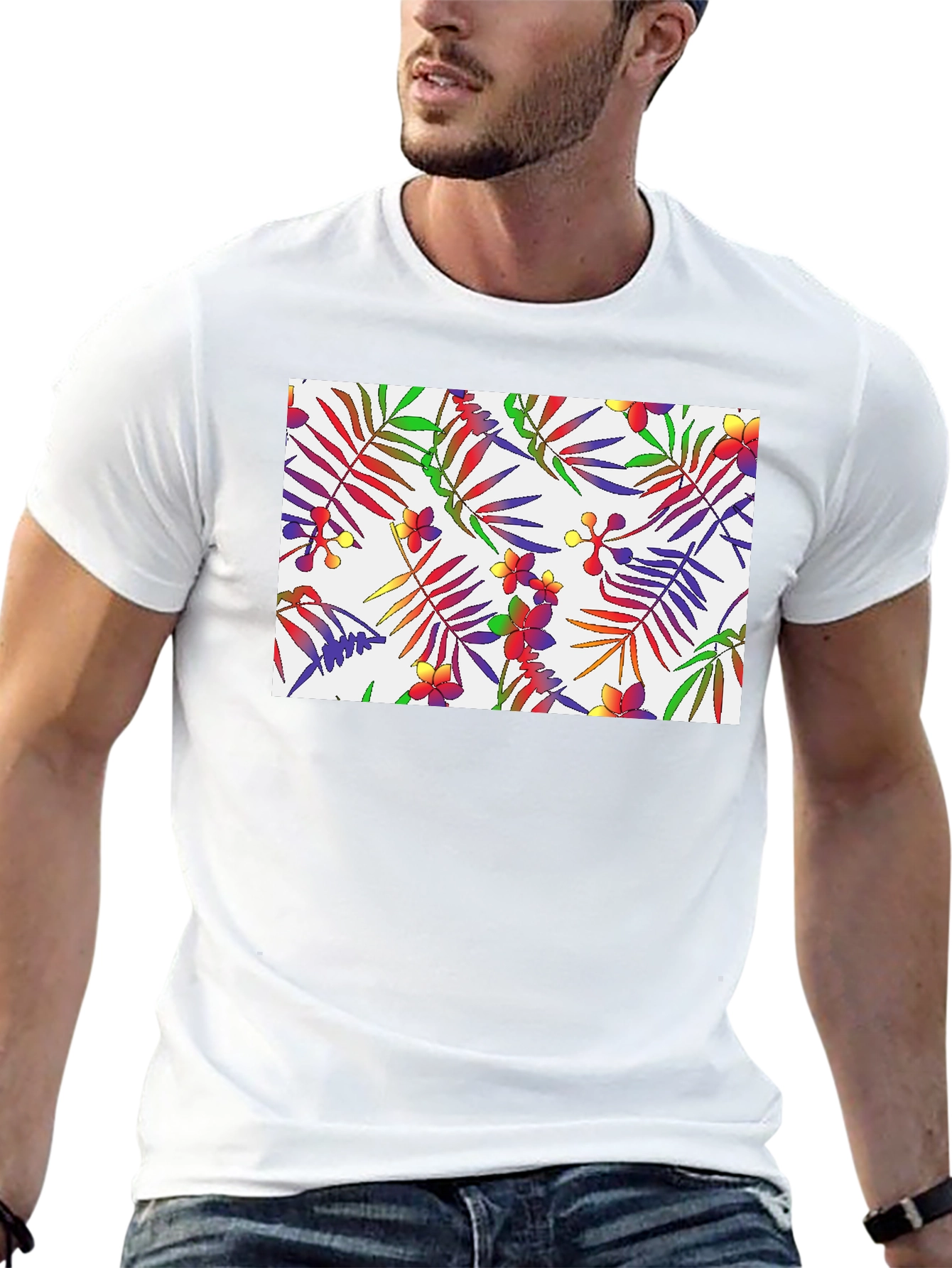 Tropical Floral Print Mens T-Shirt