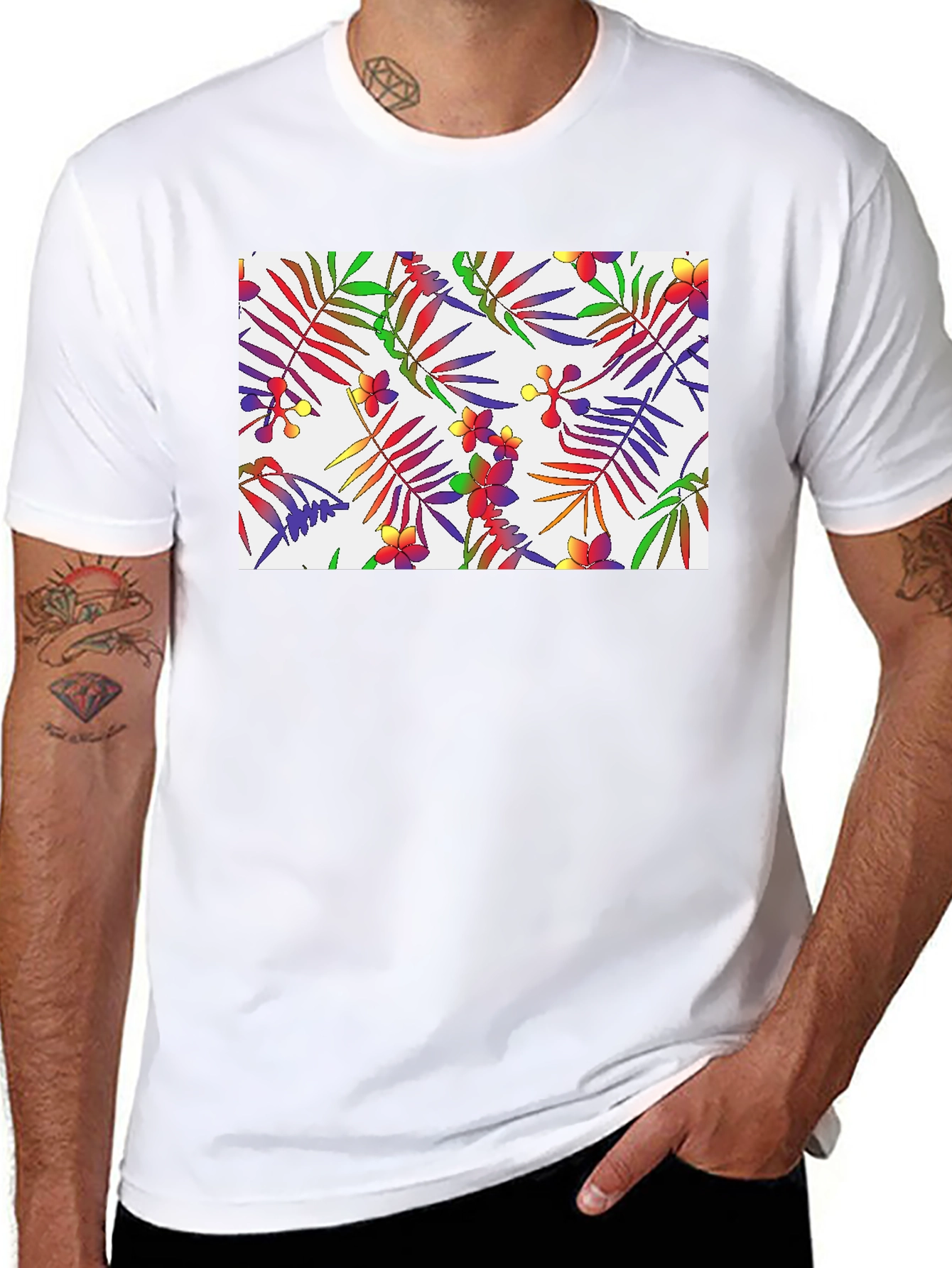 Tropical Floral Print Mens T-Shirt