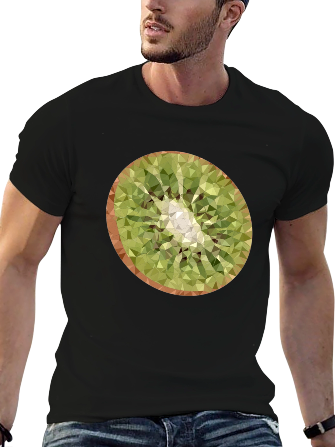 Kiwi Slice Graphic Tee - Modern Geometric Design