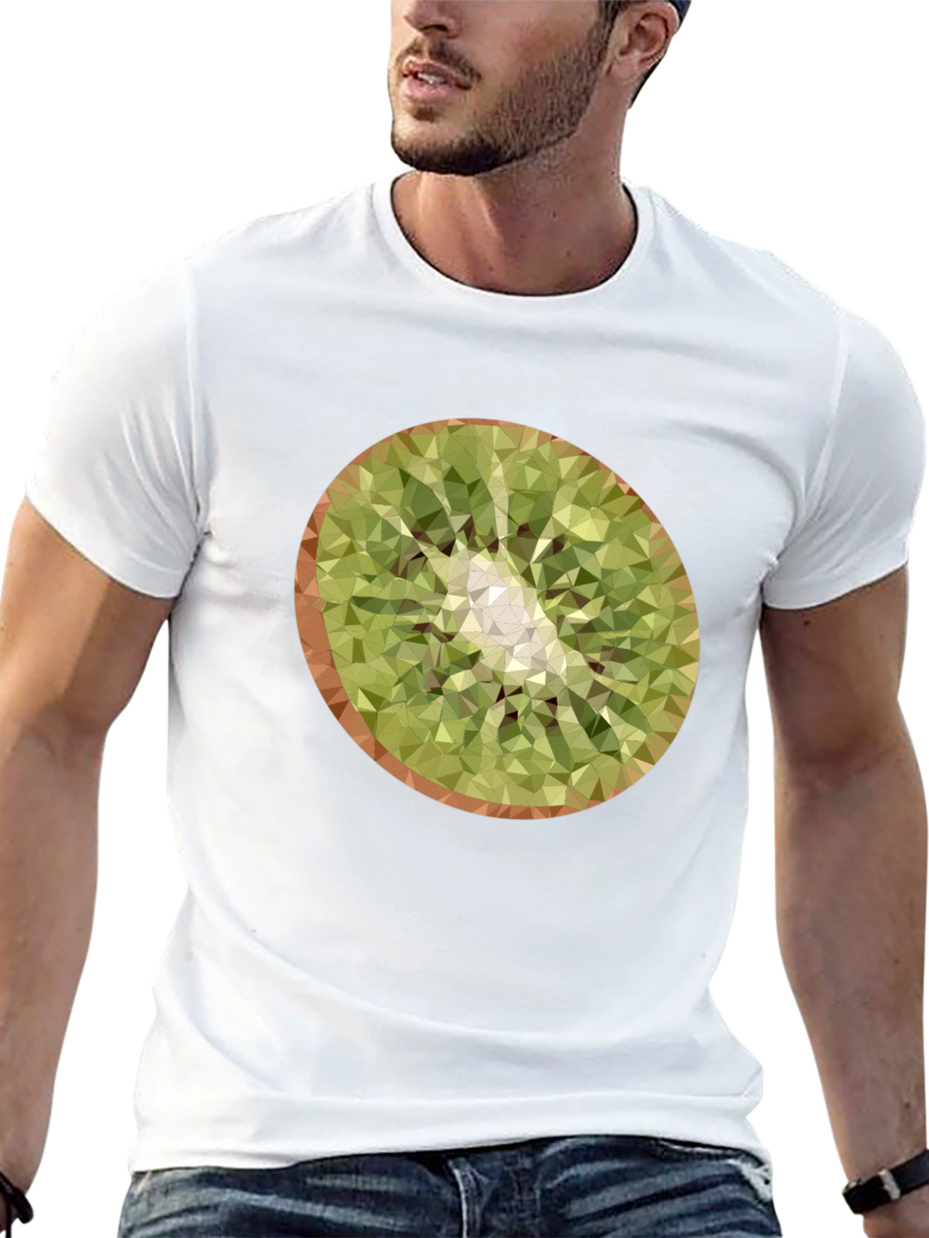 Kiwi Slice Graphic Tee - Modern Geometric Design