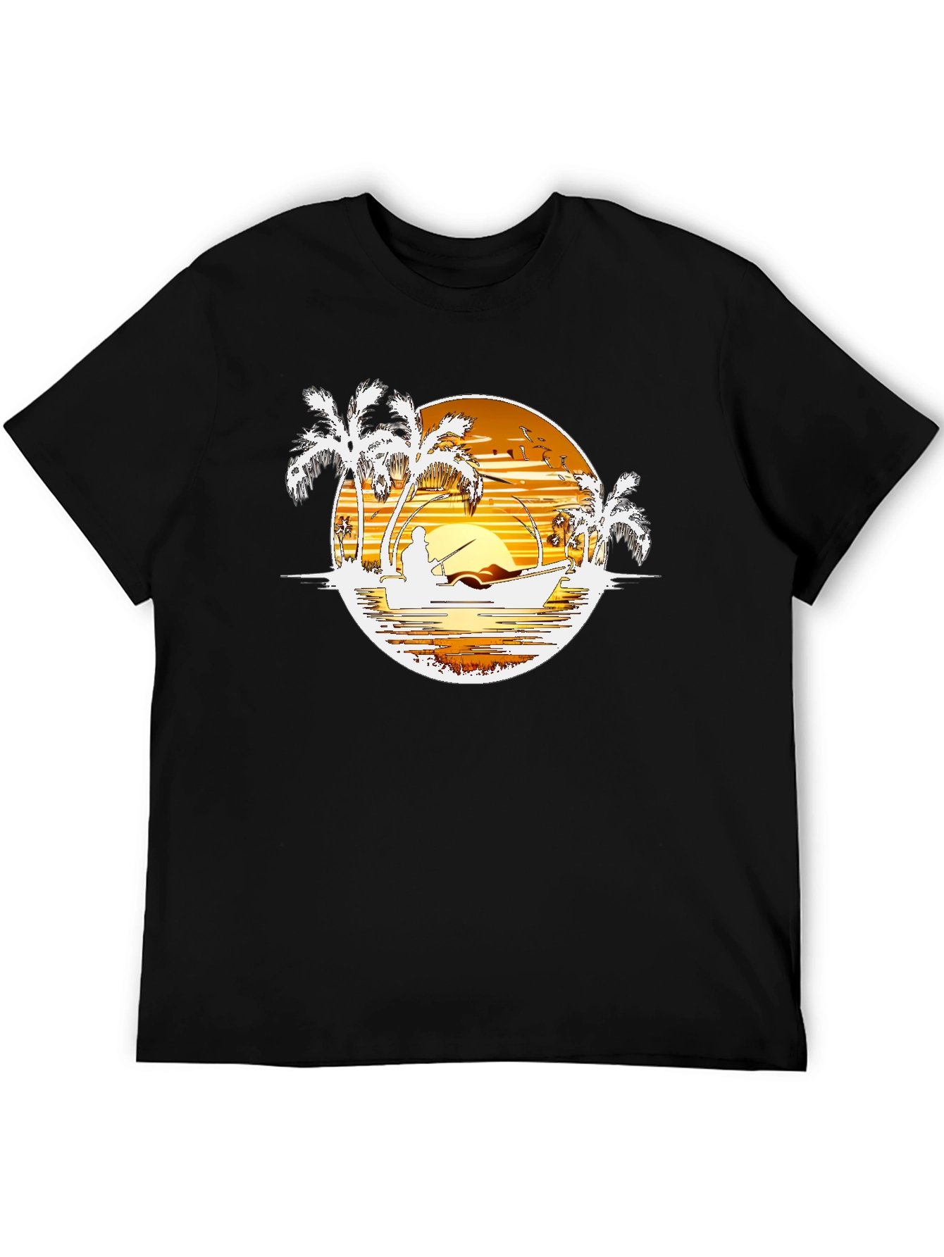 Sunset Fishing Graphic T-Shirt - Island Style