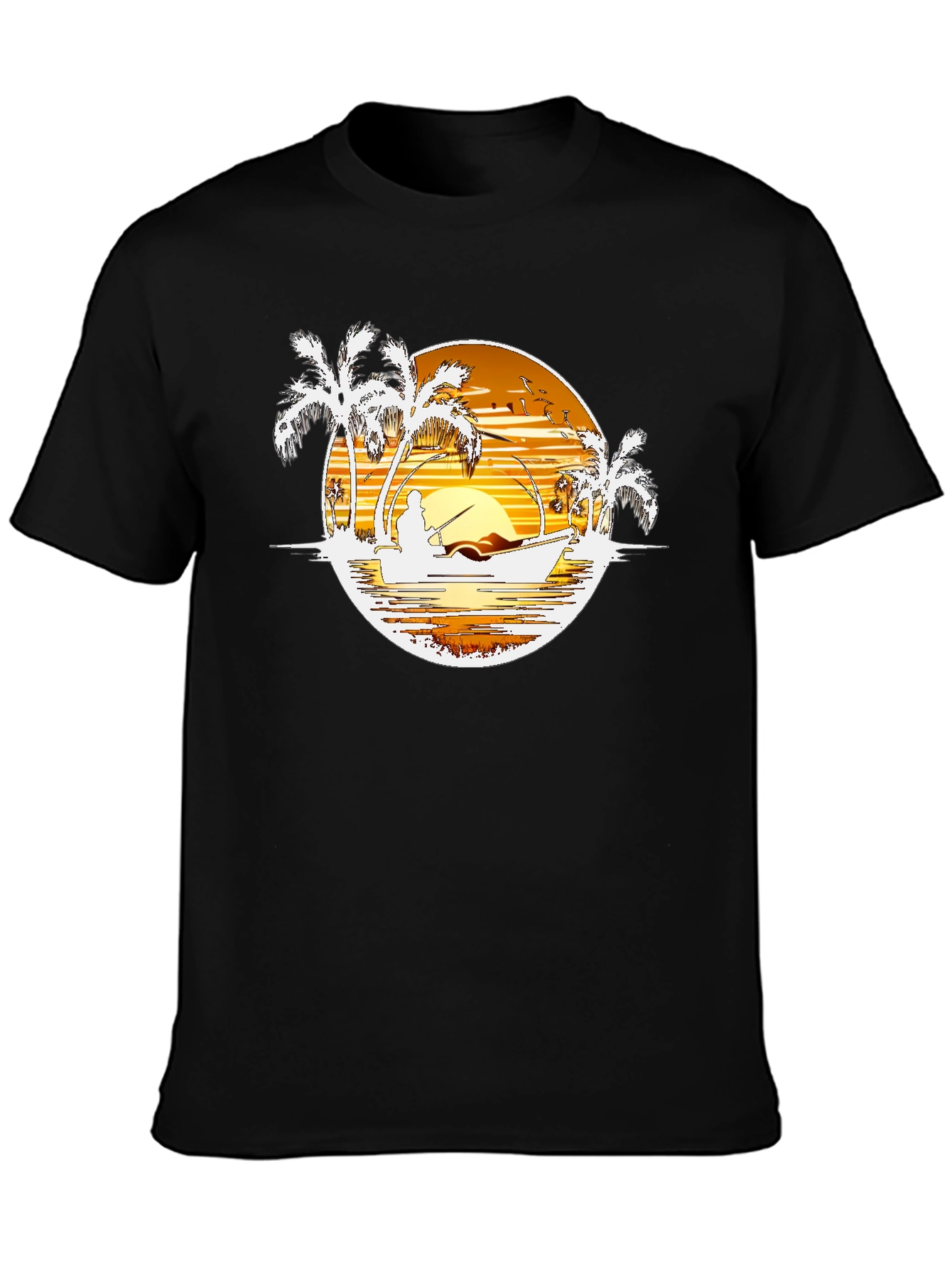 Sunset Fishing Graphic T-Shirt - Island Style