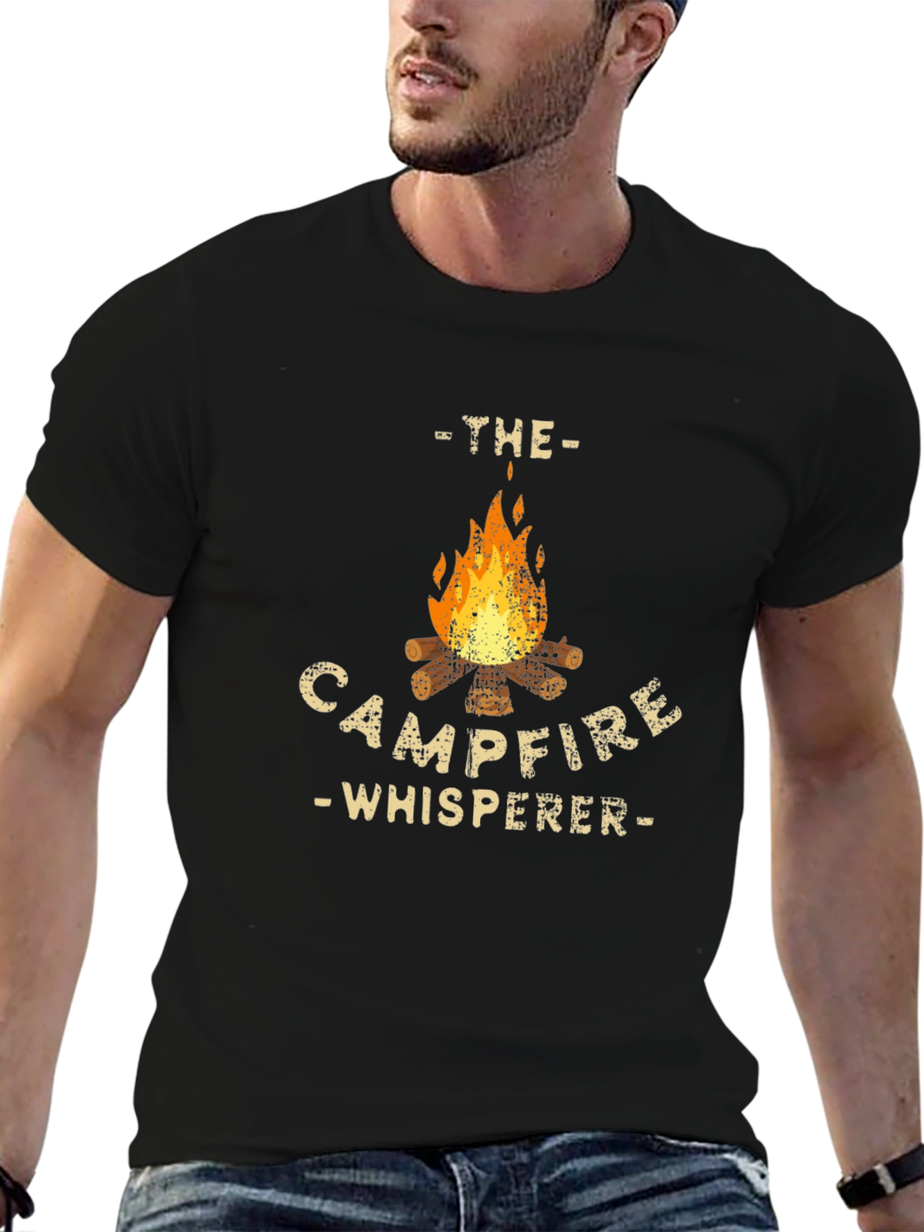 Campfire Whisperer Graphic Tee - Black Cotton T-Shirt