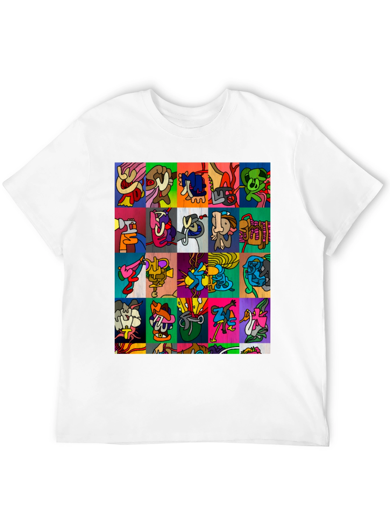 Abstract Art Grid Black T-Shirt