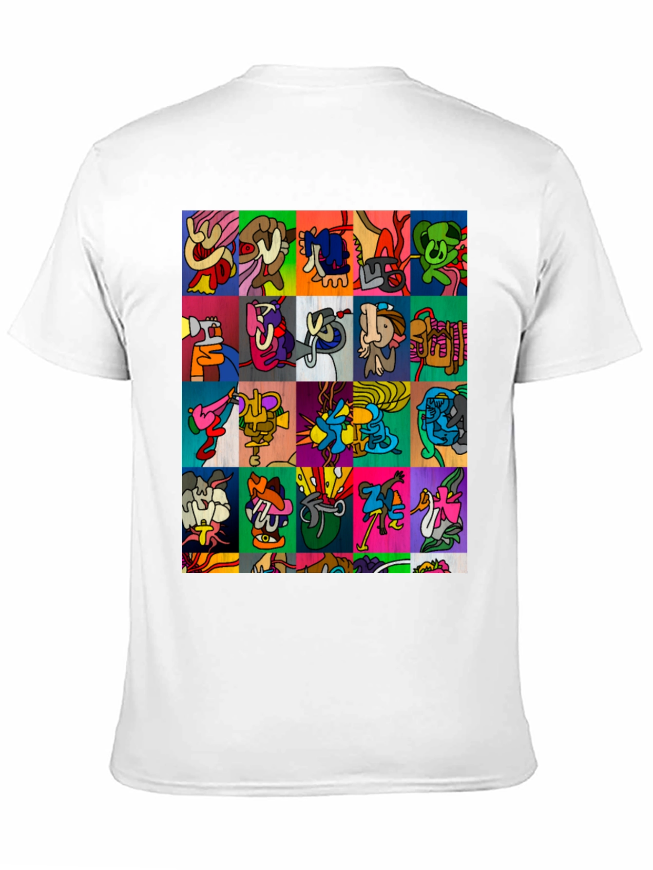 Abstract Art Grid Black T-Shirt