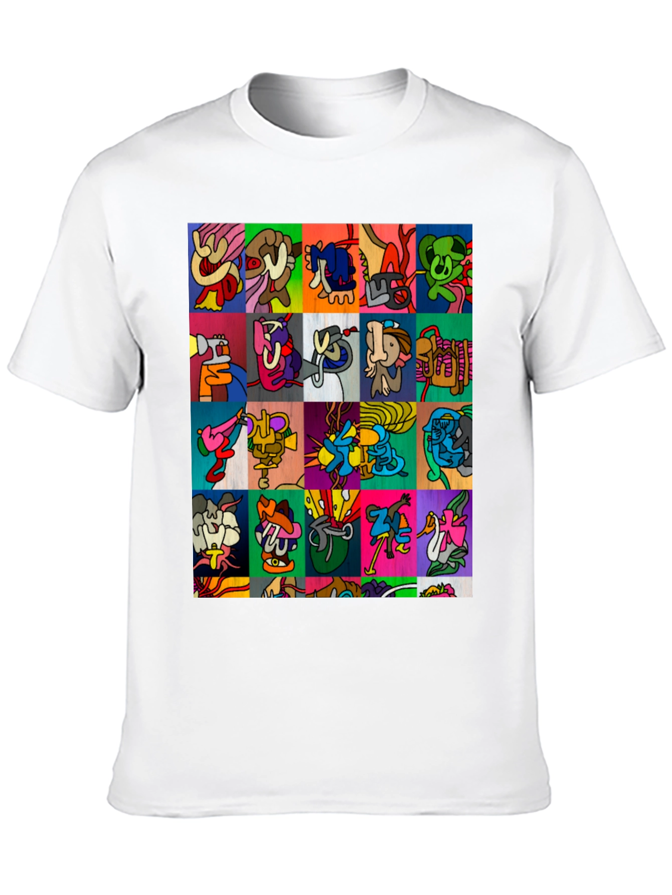 Abstract Art Grid Black T-Shirt
