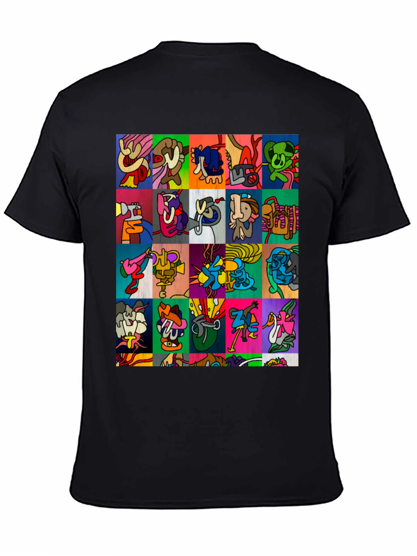 Abstract Art Grid Black T-Shirt