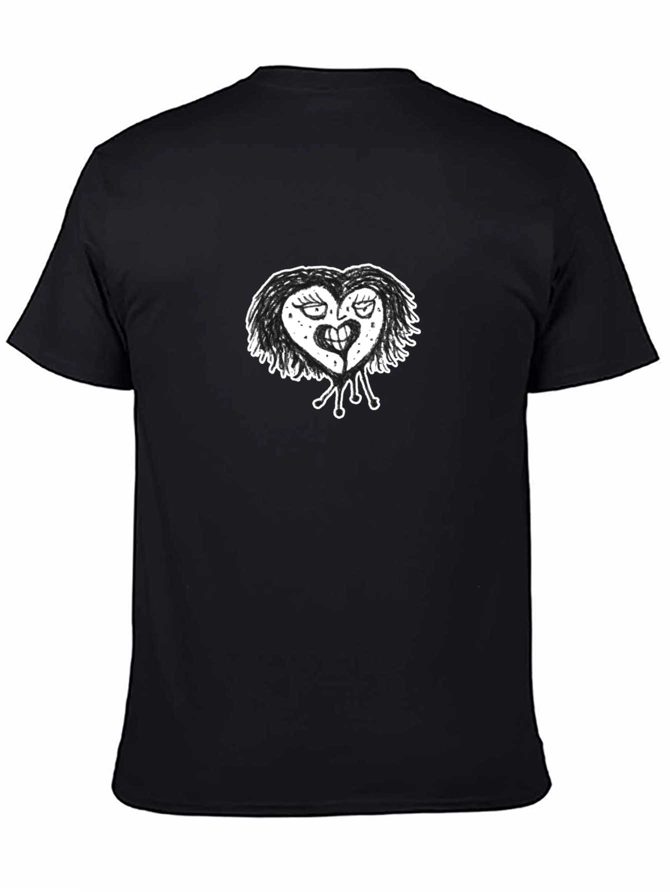 Mens Black T-Shirt with Heart Graphic