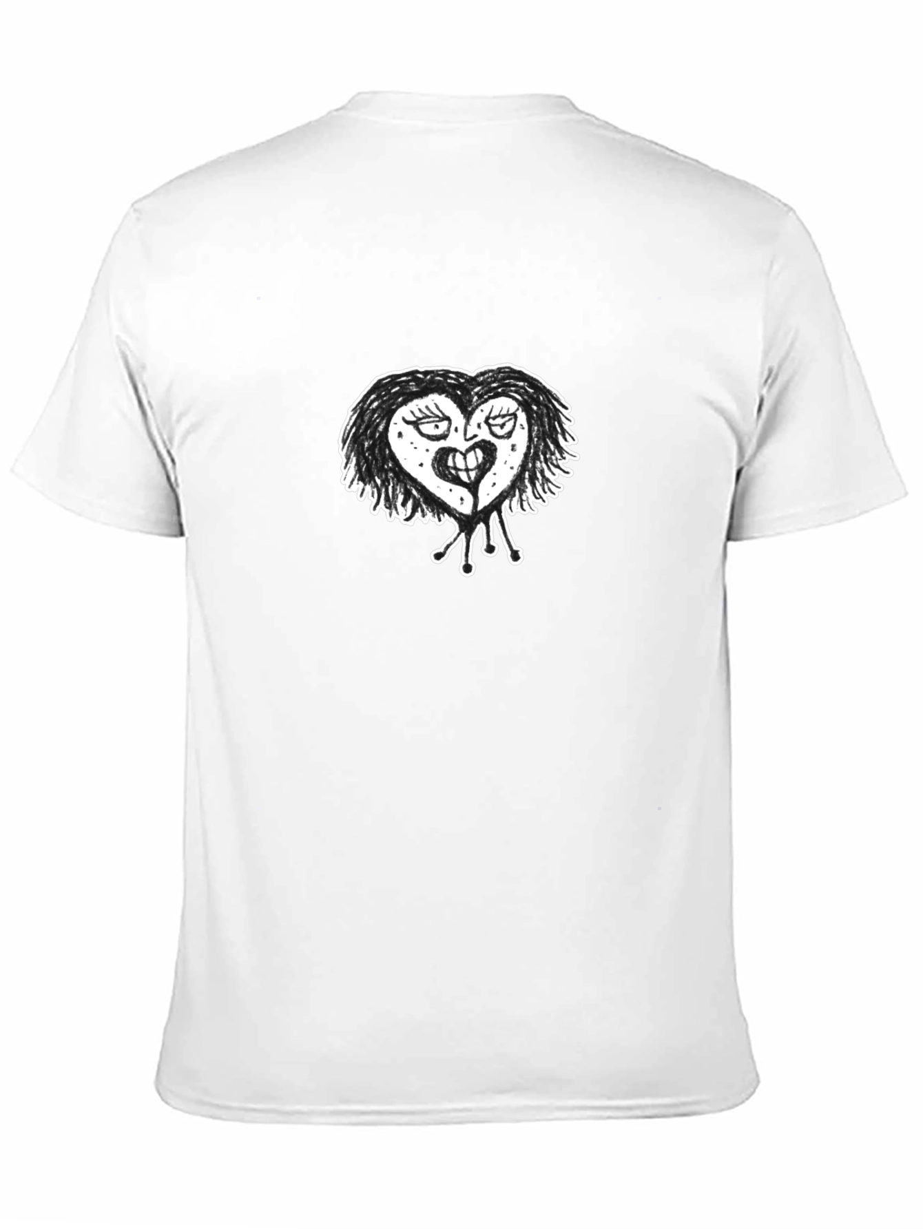Mens Black T-Shirt with Heart Graphic