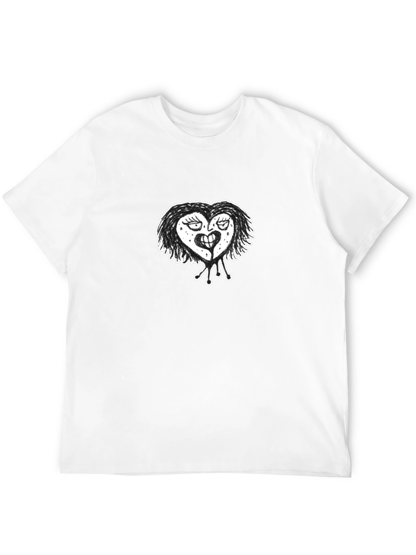 Mens Black T-Shirt with Heart Graphic