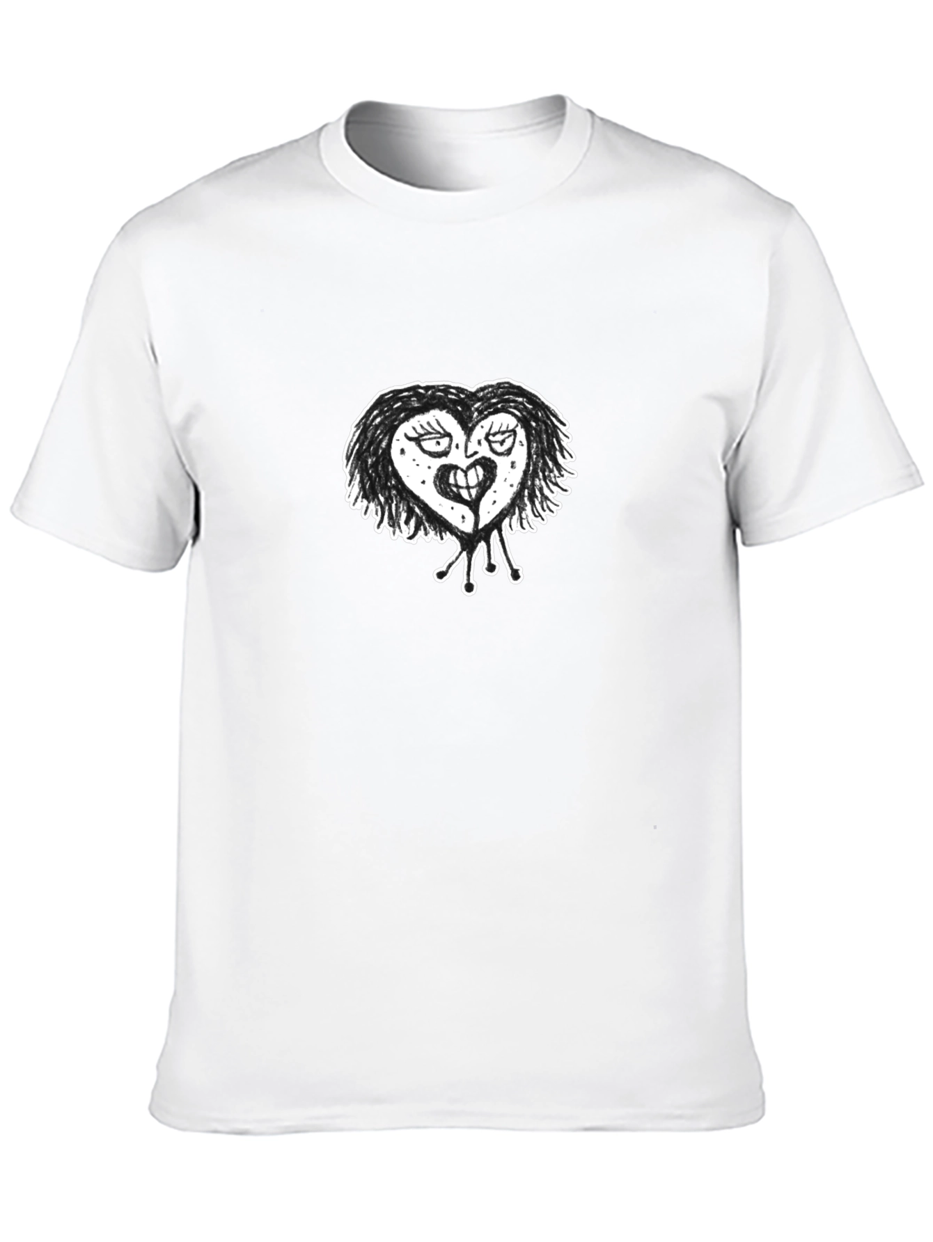 Mens Black T-Shirt with Heart Graphic