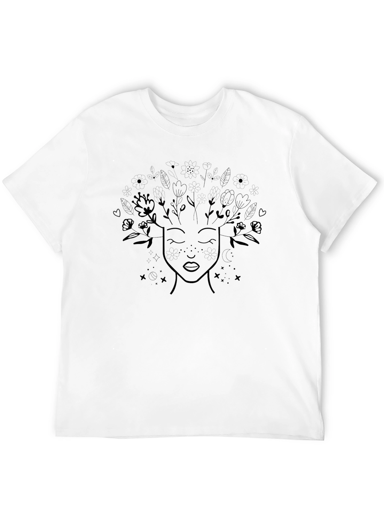 Black Graphic Tee - Nature Inspired Design