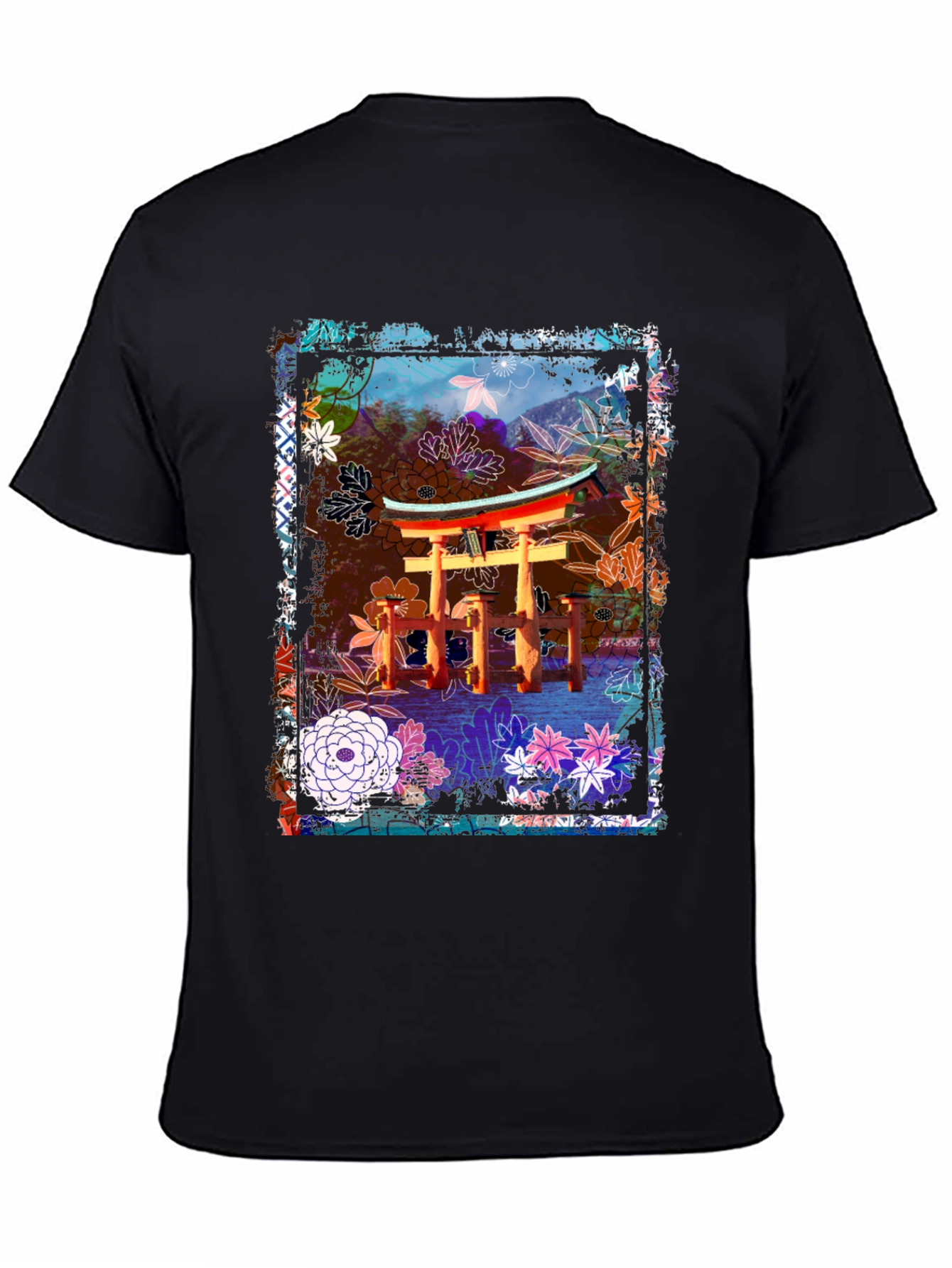 Japanese Torii Gate Floral Graphic Tee