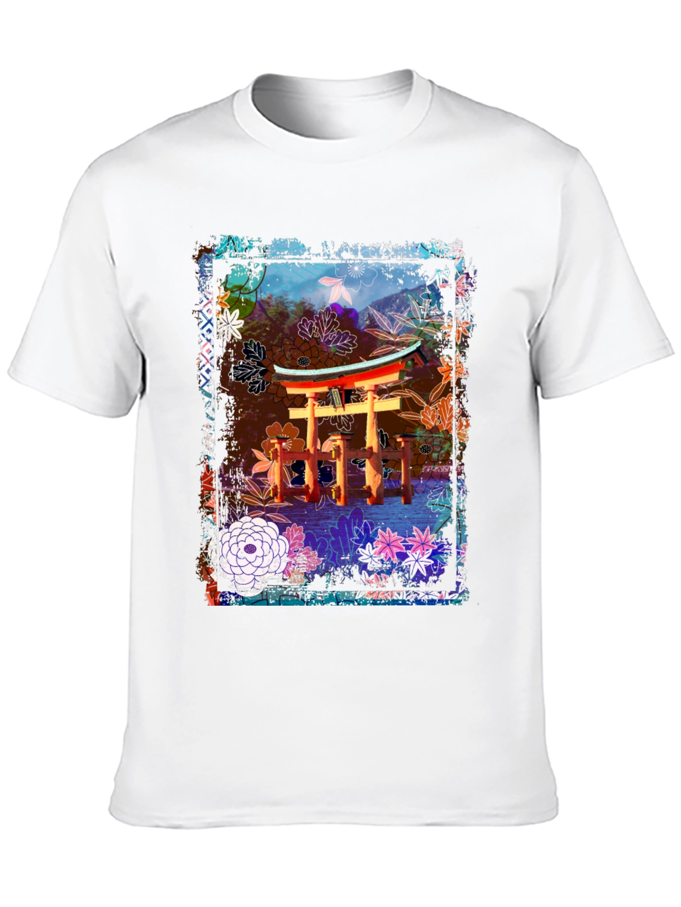 Japanese Torii Gate Floral Graphic Tee