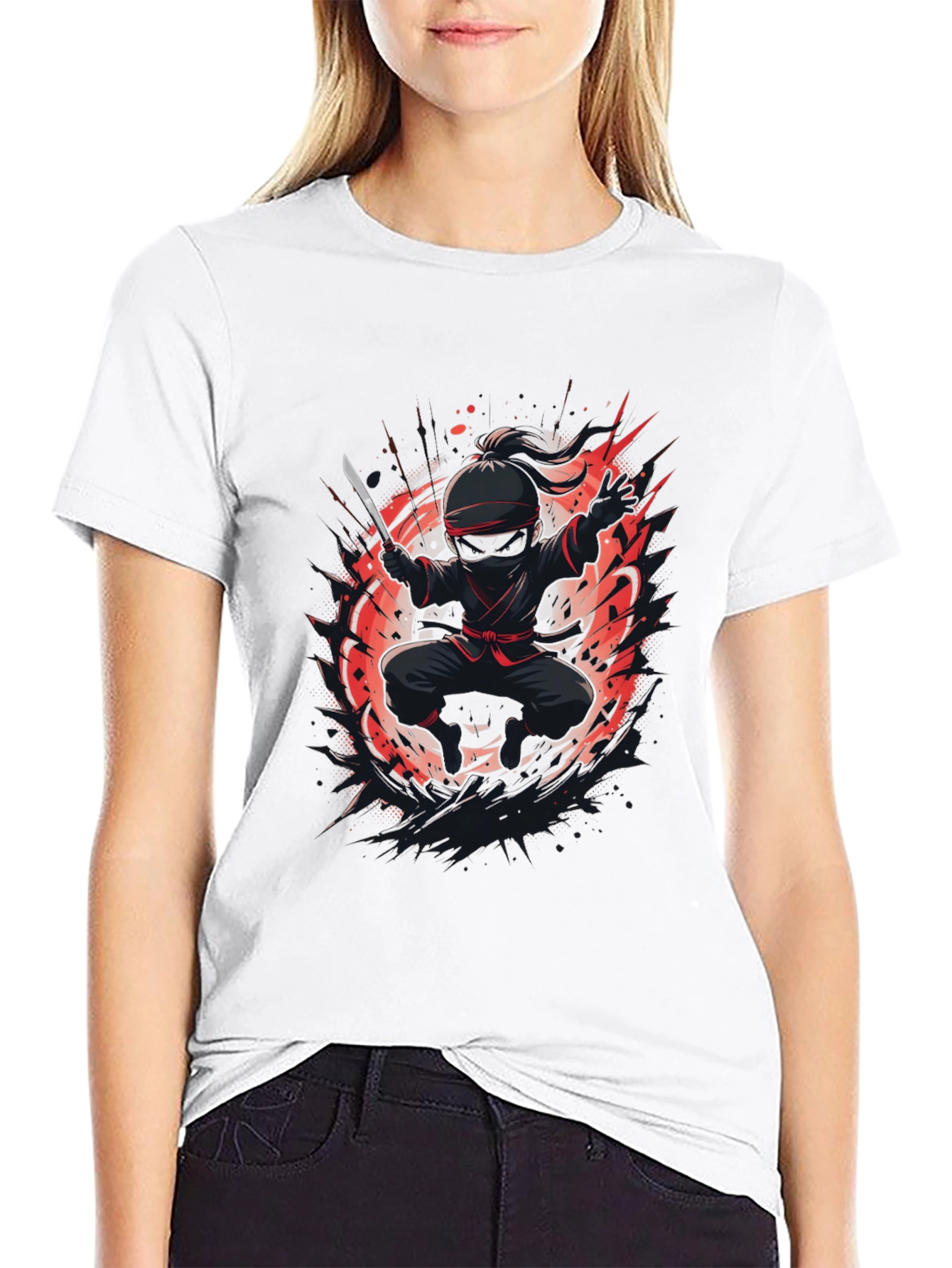 Ninja Warrior Graphic Tee - Black Cotton T-Shirt