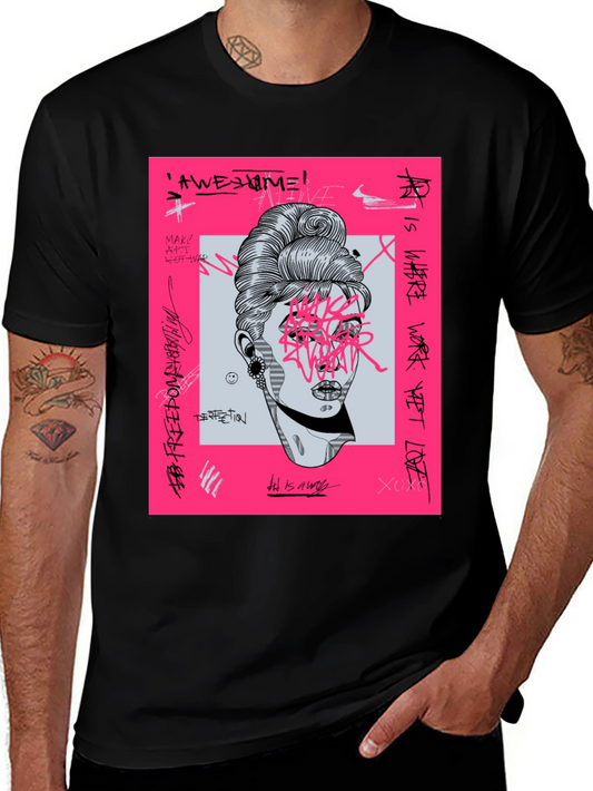 Edgy Graphic Tee - Black T-Shirt with Artistic Print