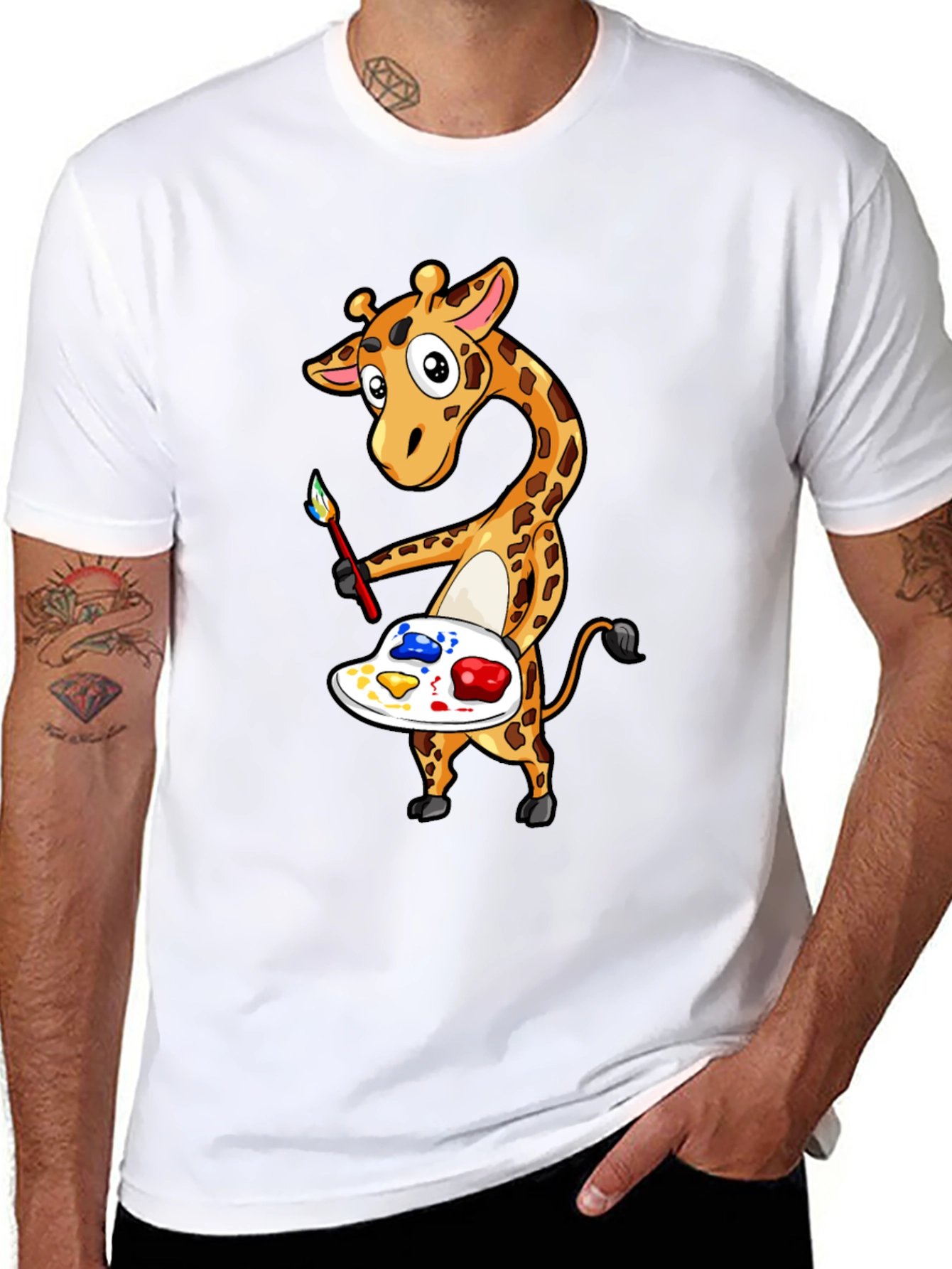 Giraffe Artist Graphic Tee - Black