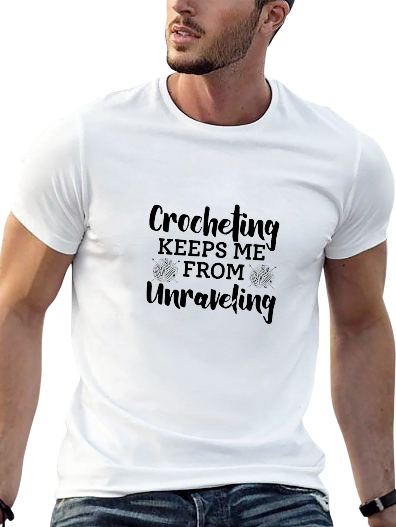 Crocheting Keeps Me From Unraveling Black T-Shirt