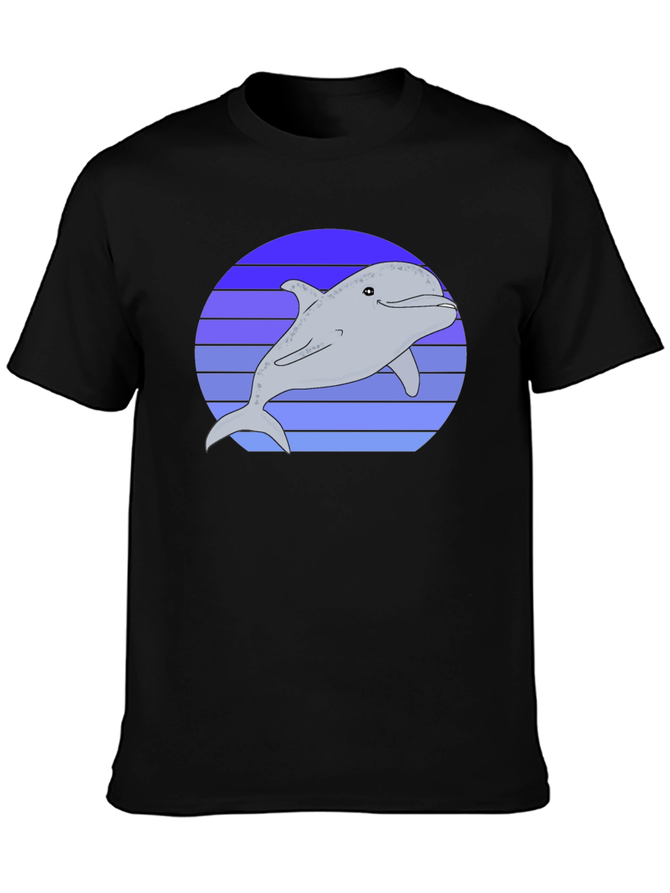 Retro Dolphin Graphic Tee - Black