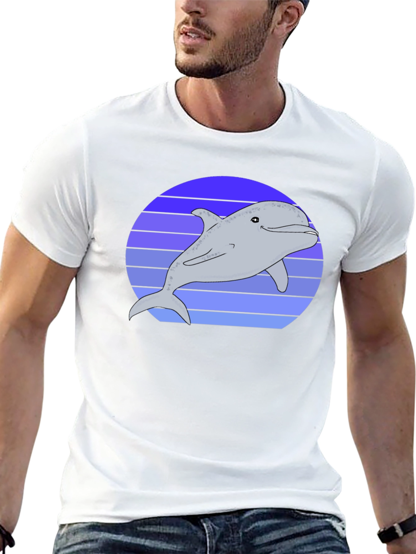 Retro Dolphin Graphic Tee - Black