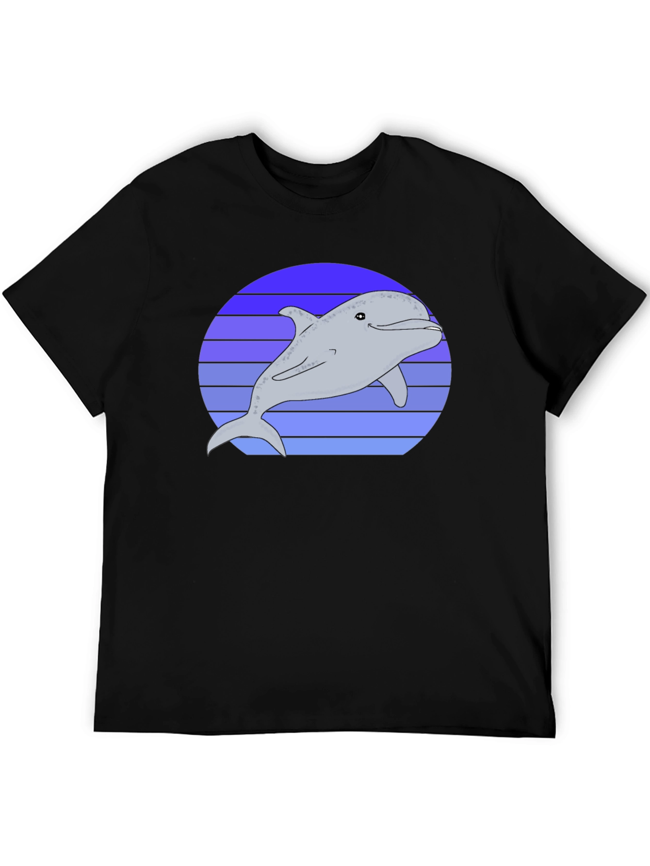 Retro Dolphin Graphic Tee - Black