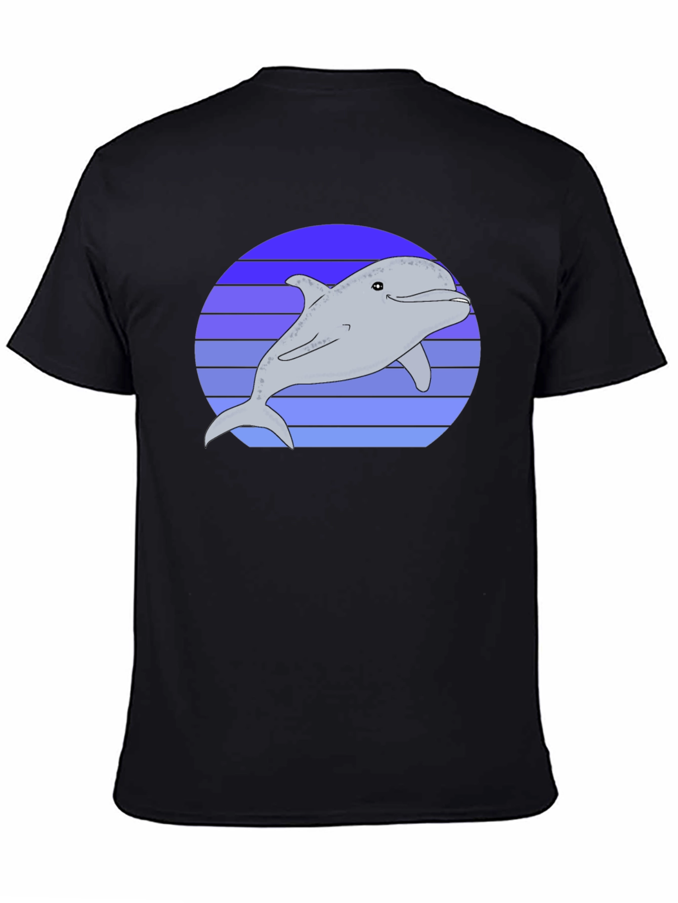 Retro Dolphin Graphic Tee - Black