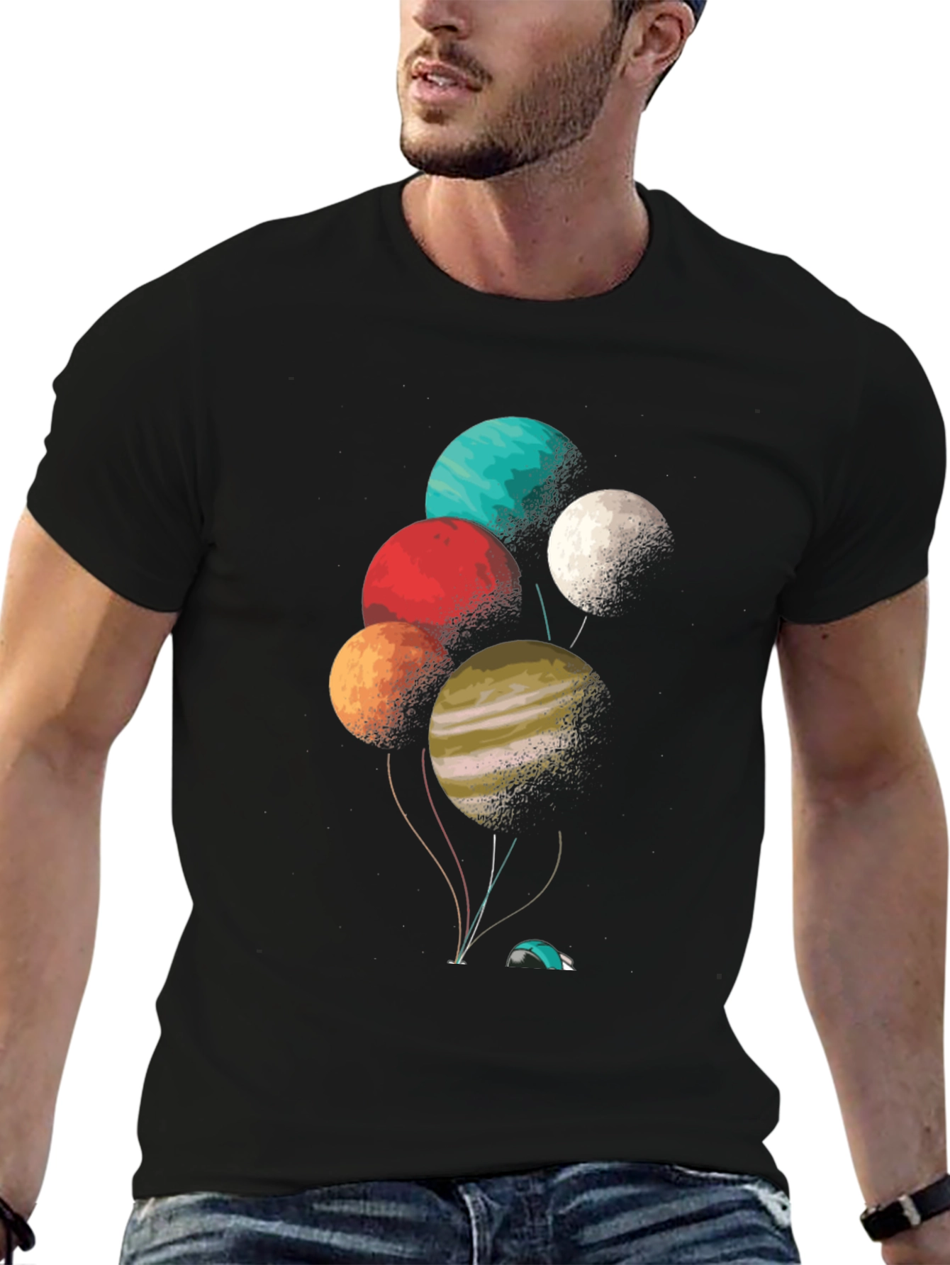 Planetary Balloon Graphic Tee - Unique Space Design