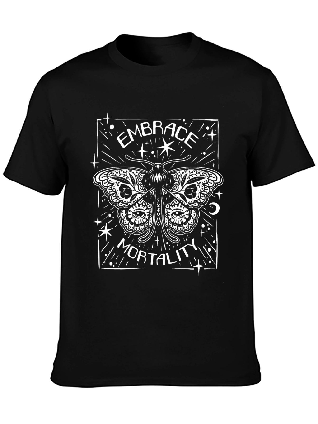 Embrace Mortality Graphic Tee - Unique Moth Design