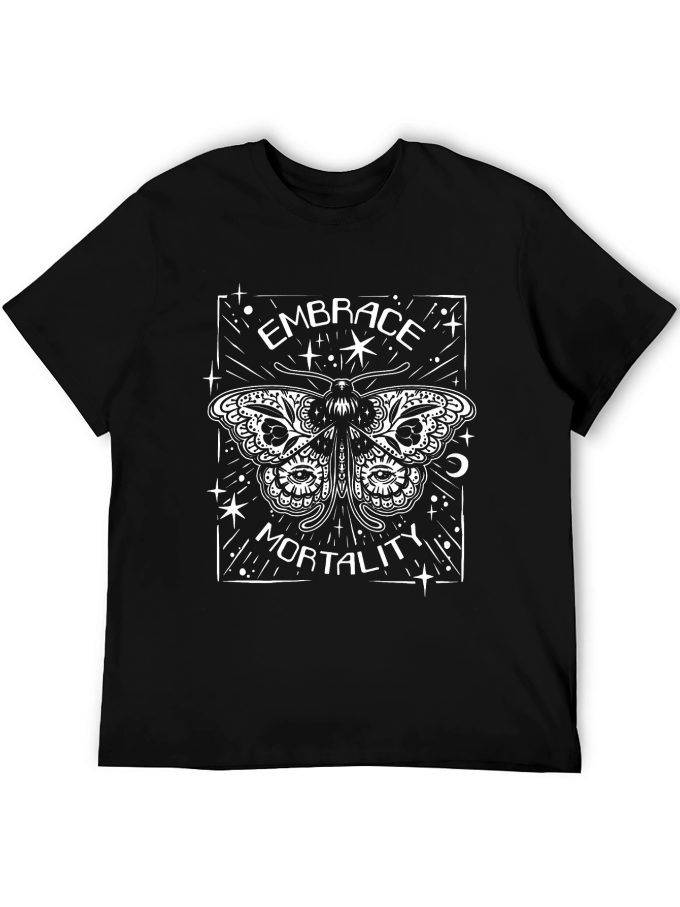 Embrace Mortality Graphic Tee - Unique Moth Design