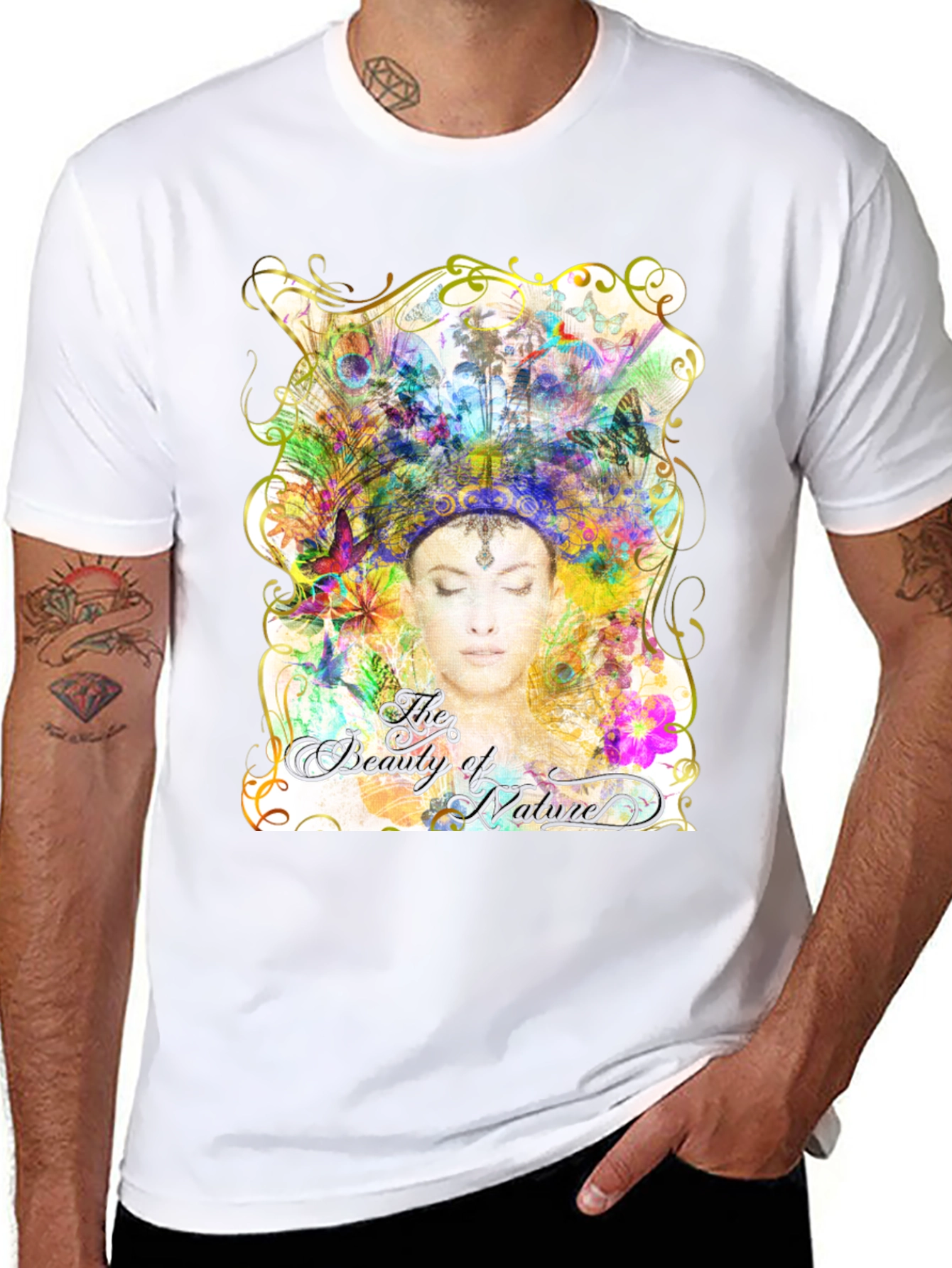 Beauty of Nature Graphic Tee - Black Cotton Blend