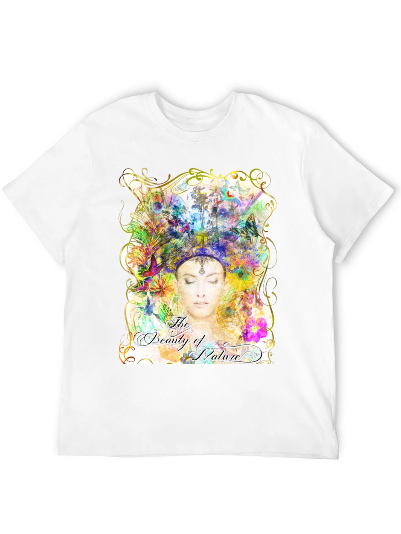 Beauty of Nature Graphic Tee - Black Cotton Blend
