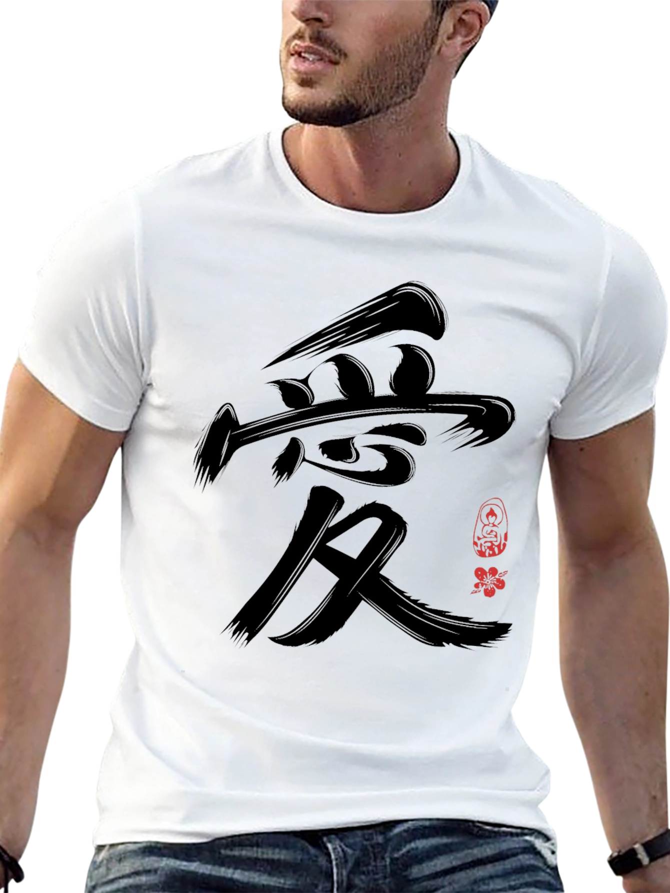 Japanese Love Symbol Black T-Shirt