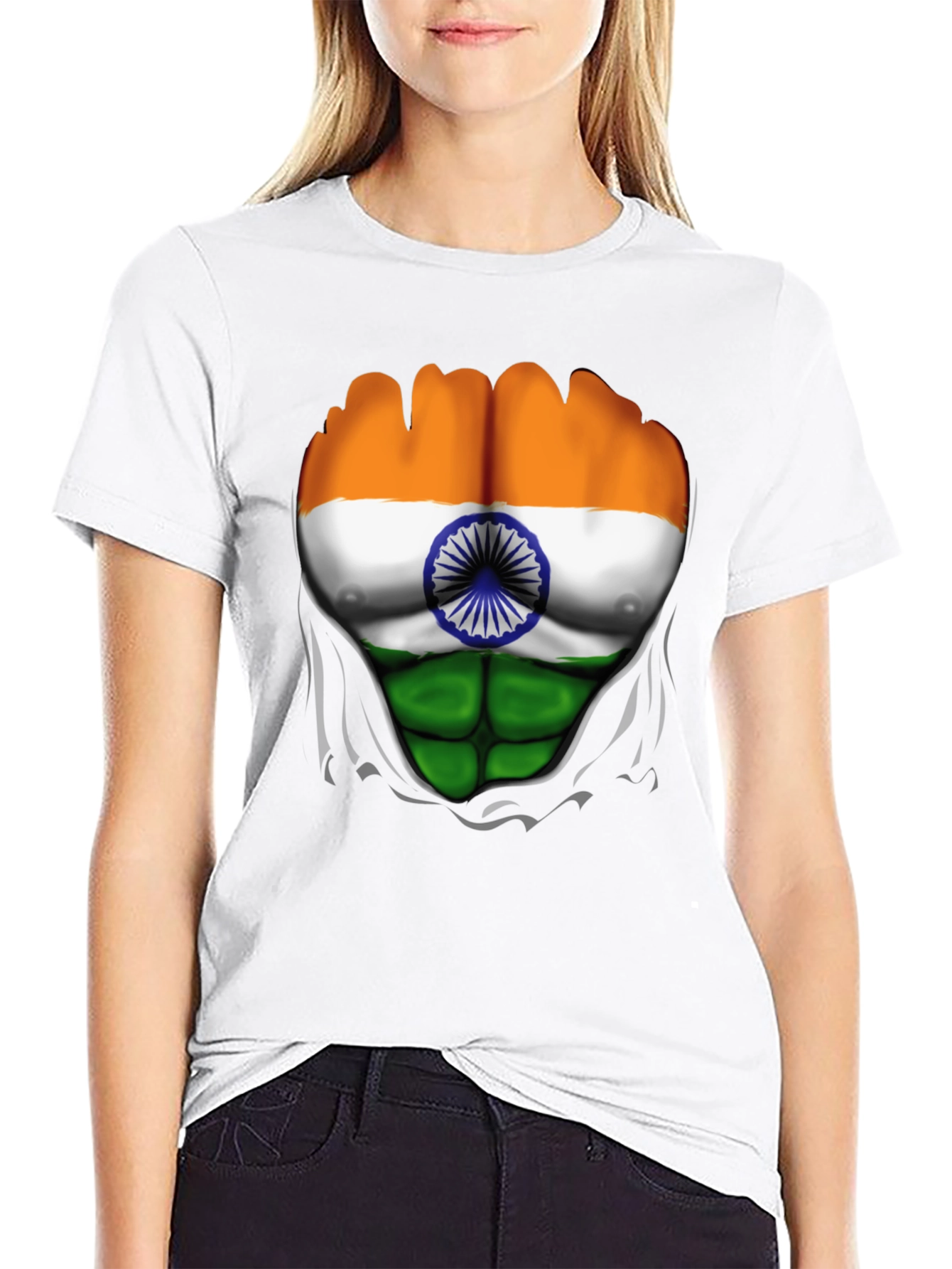 Indian Flag Chest Graphic T-Shirt