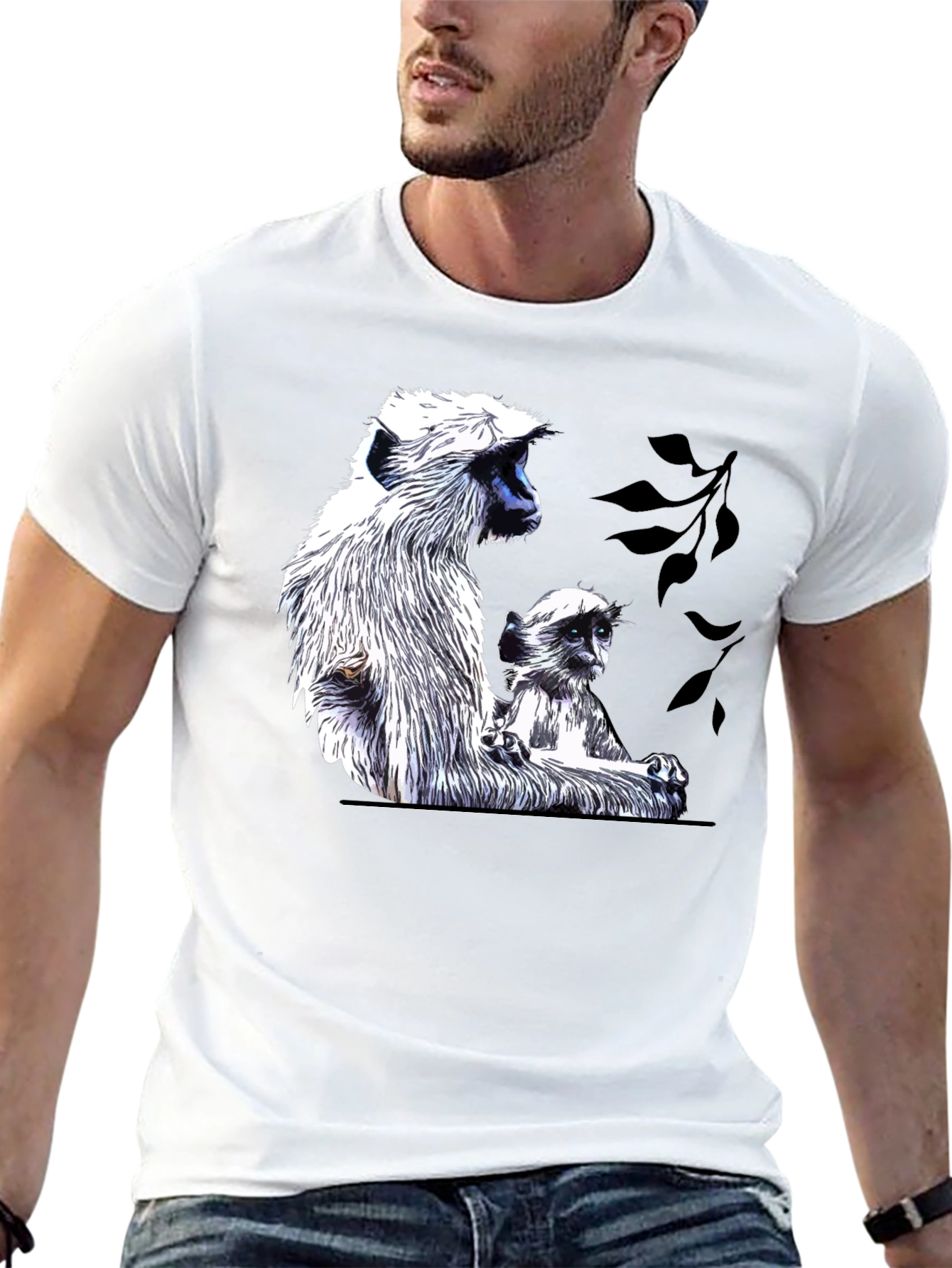 Monkey Duo Black Tee - Unique Graphic T-Shirt