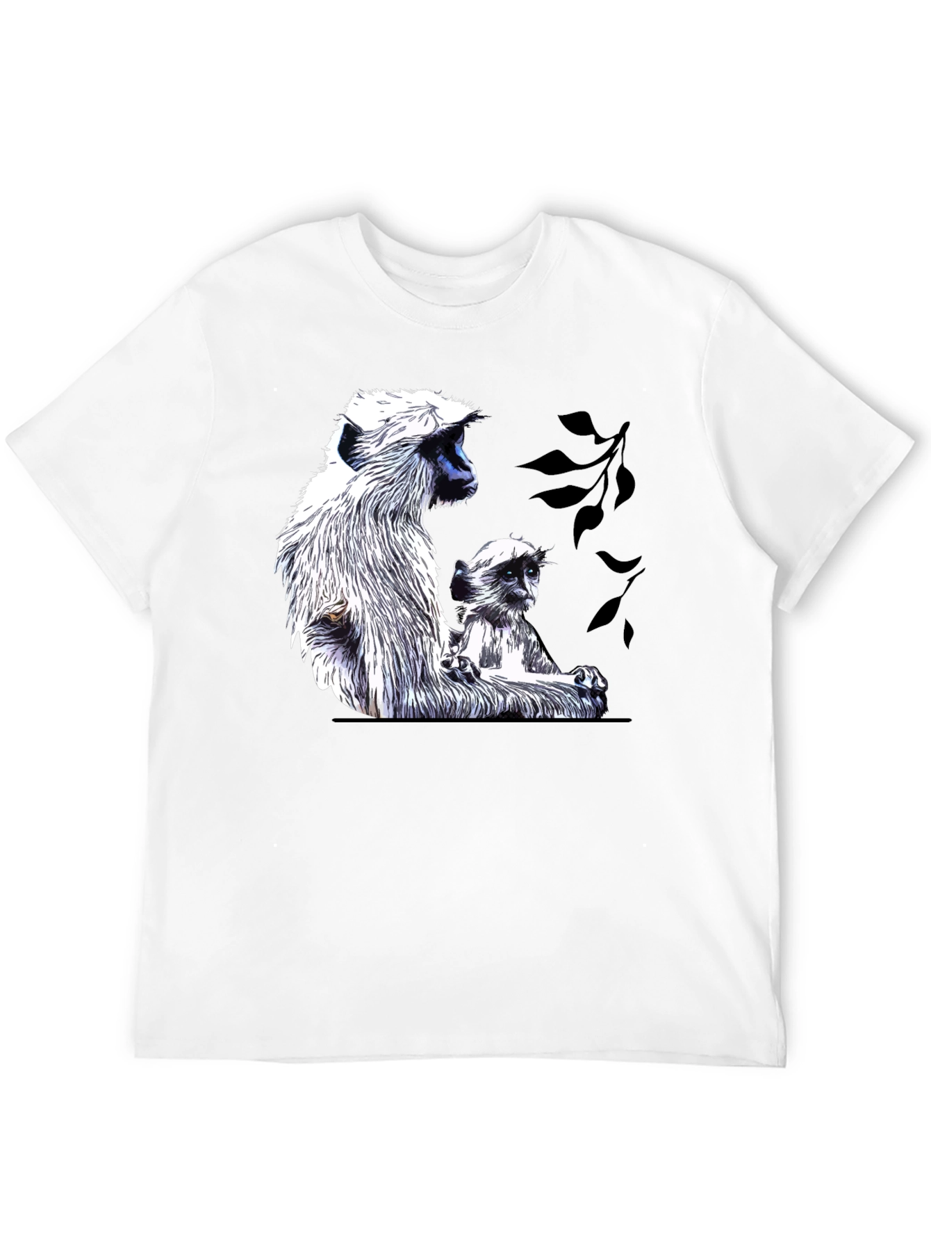 Monkey Duo Black Tee - Unique Graphic T-Shirt