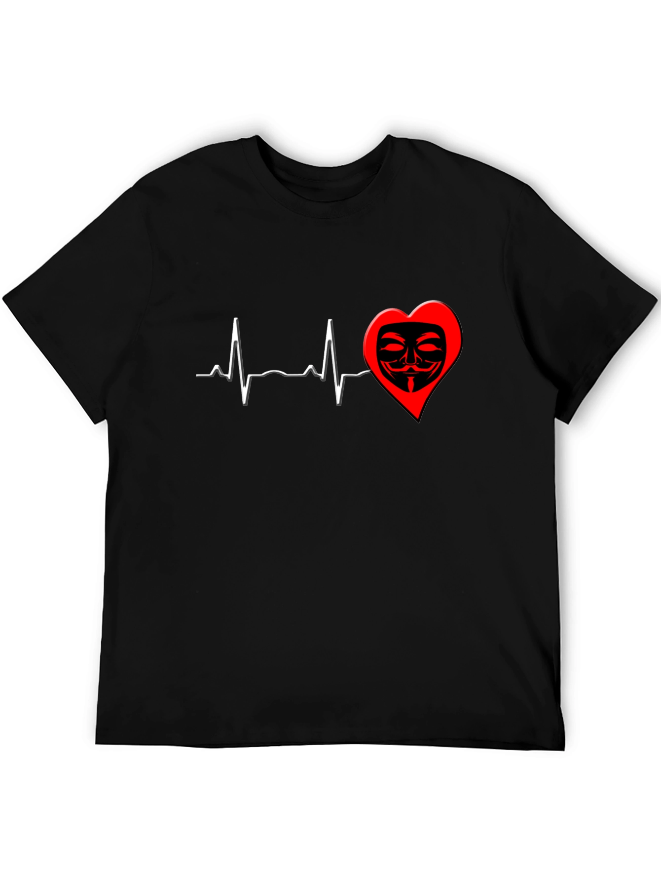 Heartbeat Mask Graphic T-Shirt - Black