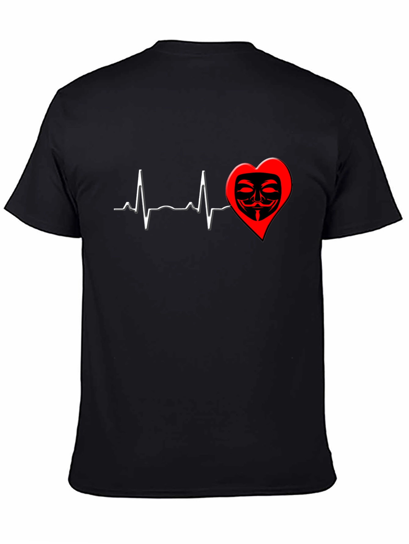 Heartbeat Mask Graphic T-Shirt - Black