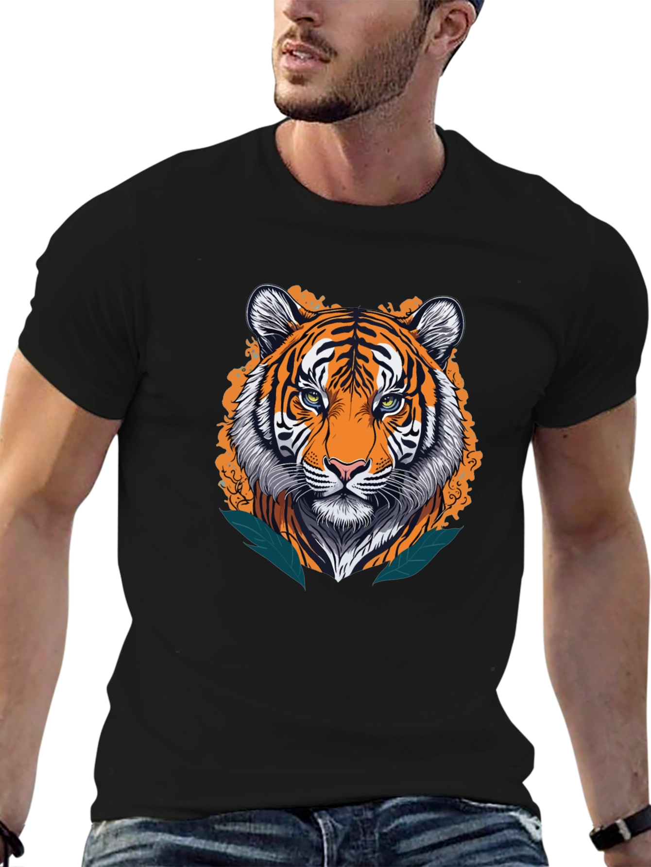 Tiger Graphic Black Tee - Wild Style