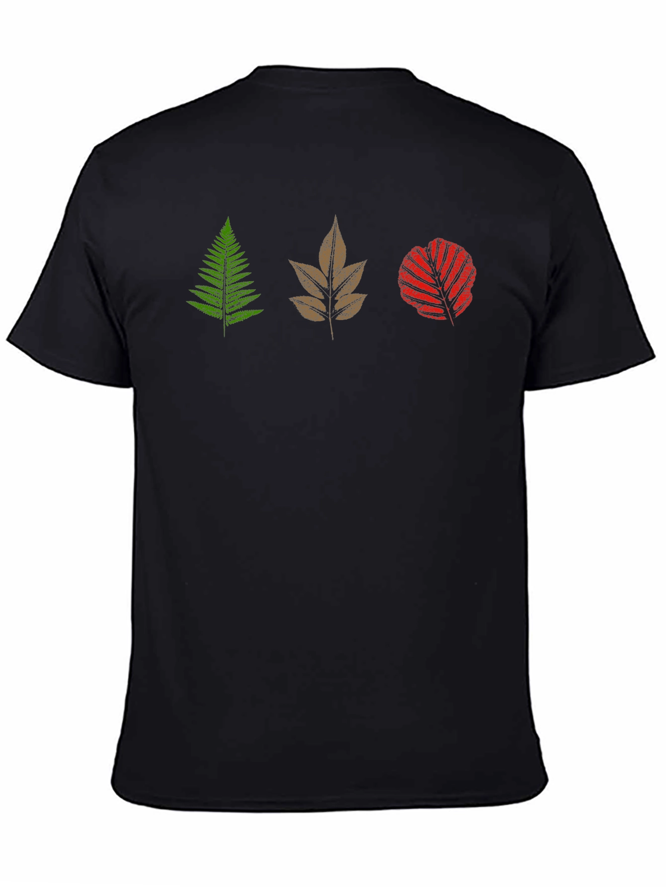 Mens Black T-Shirt with Leaf Design