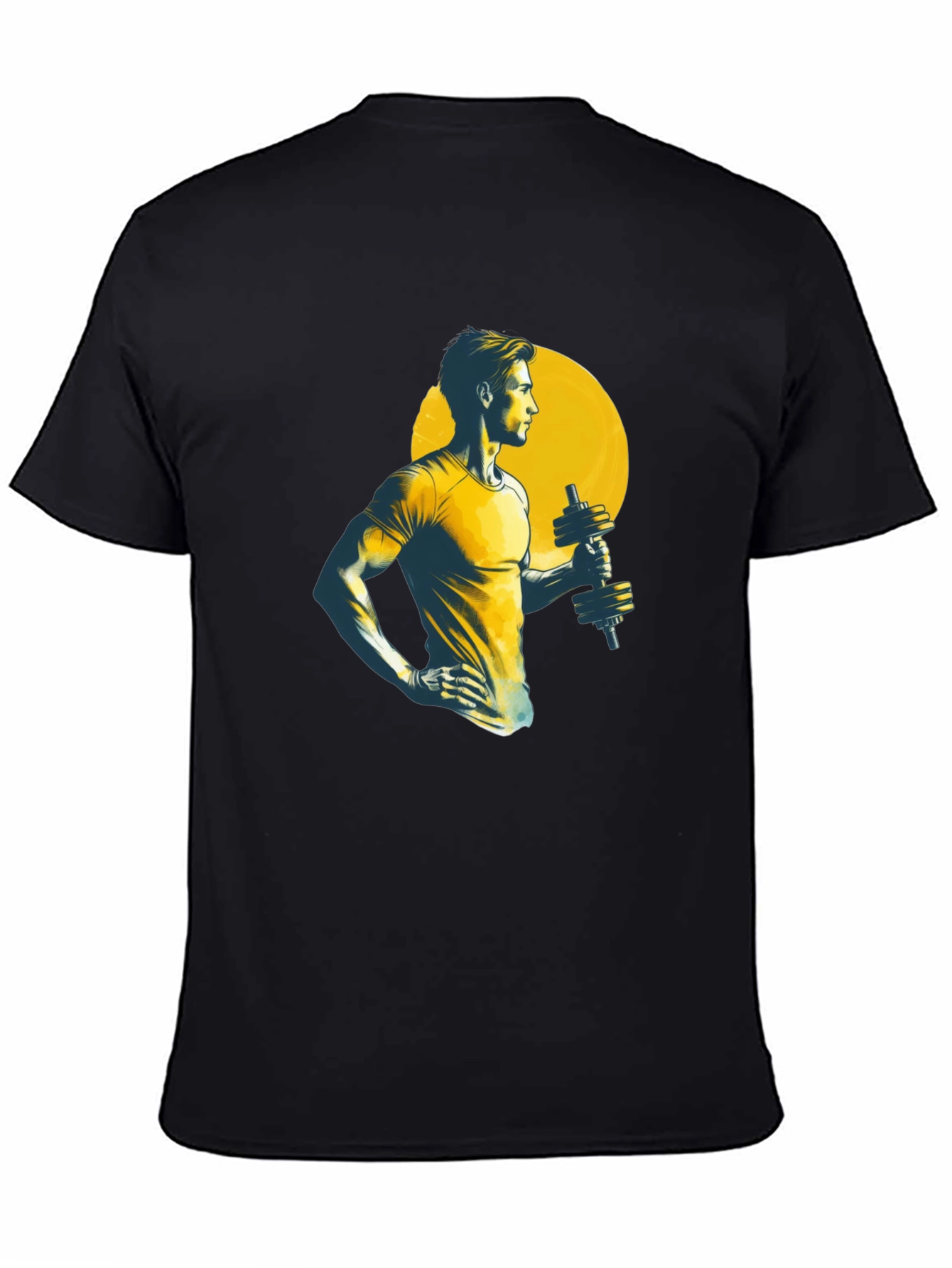 Mens Black Graphic Tee - Gym Workout Design
