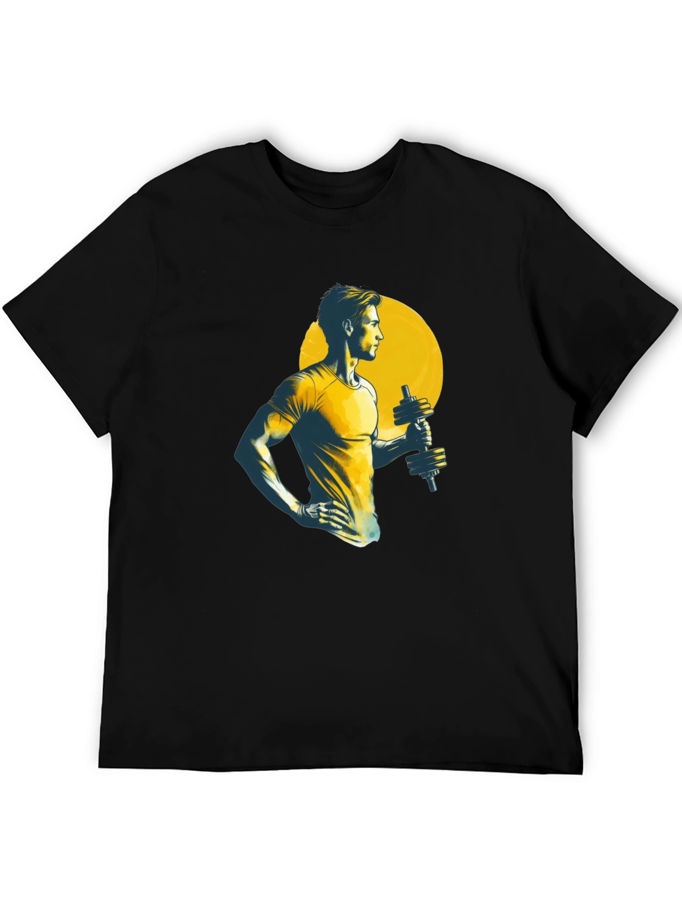 Mens Black Graphic Tee - Gym Workout Design