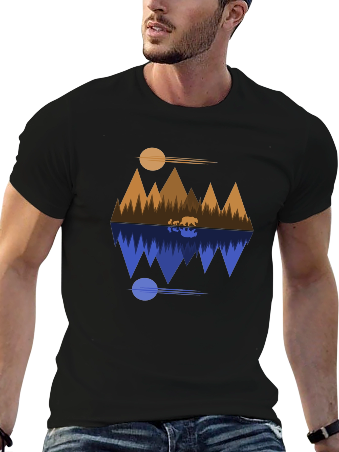 Geometric Bear Mountain Reflection T-Shirt