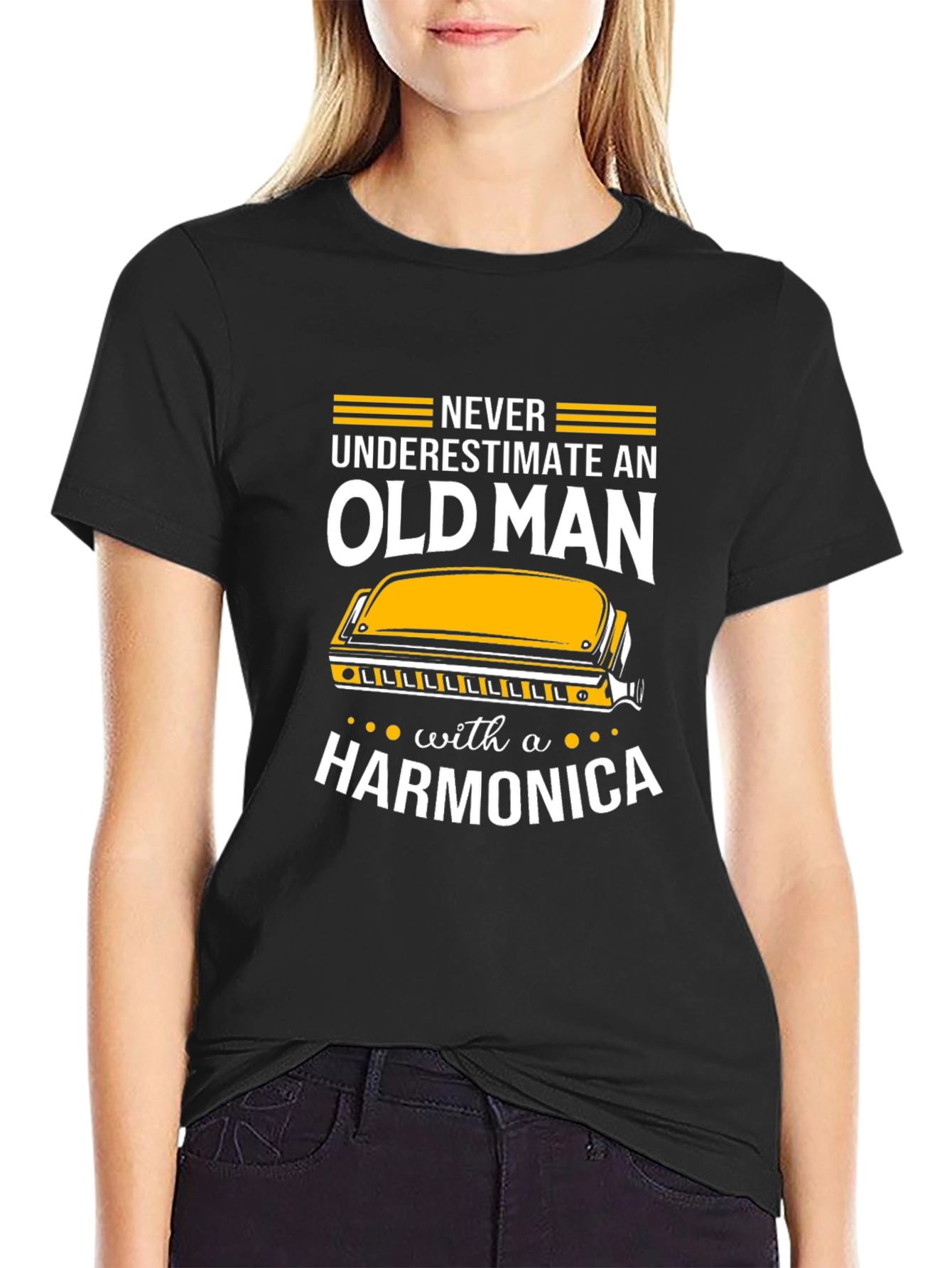 Old Man Harmonica Graphic Tee