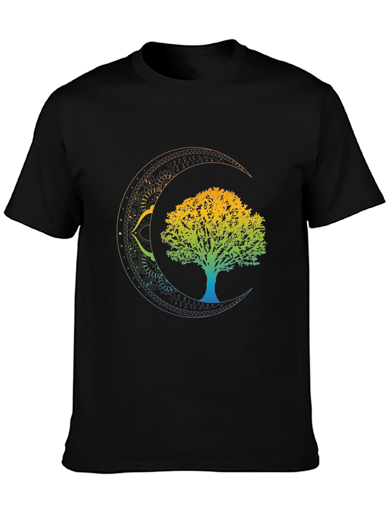 Tree of Life Crescent Moon Graphic Tee - Black