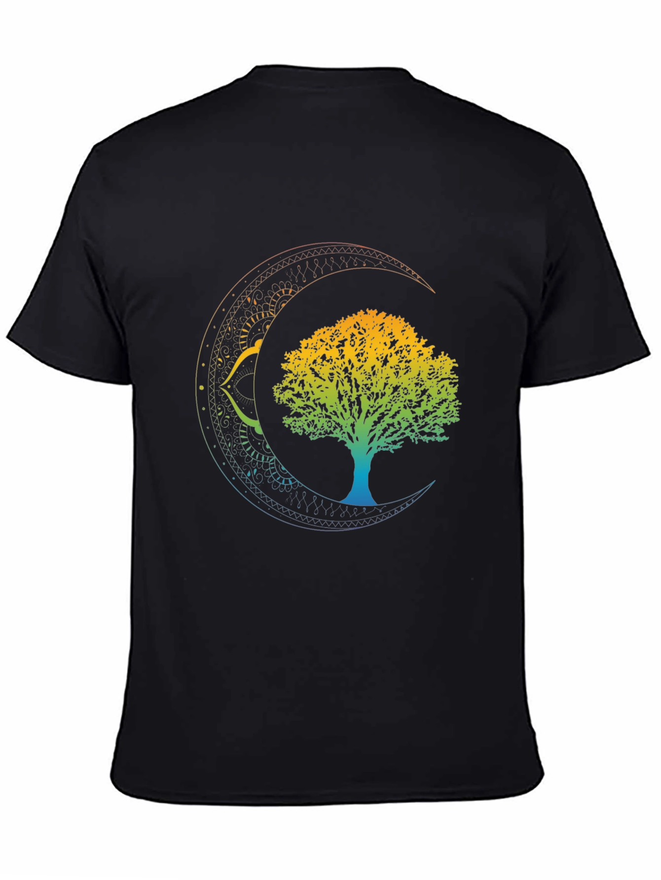 Tree of Life Crescent Moon Graphic Tee - Black